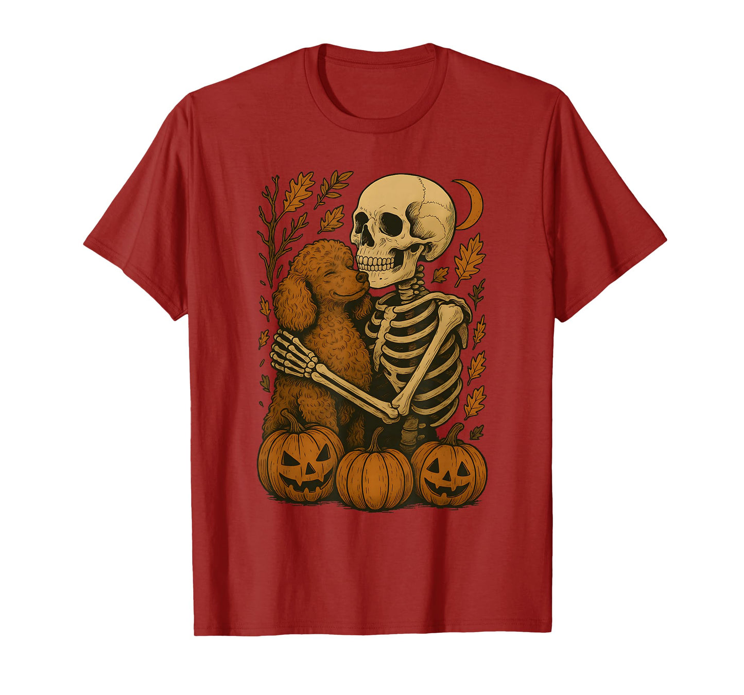 Skeleton Hugging Poodle T-Shirt