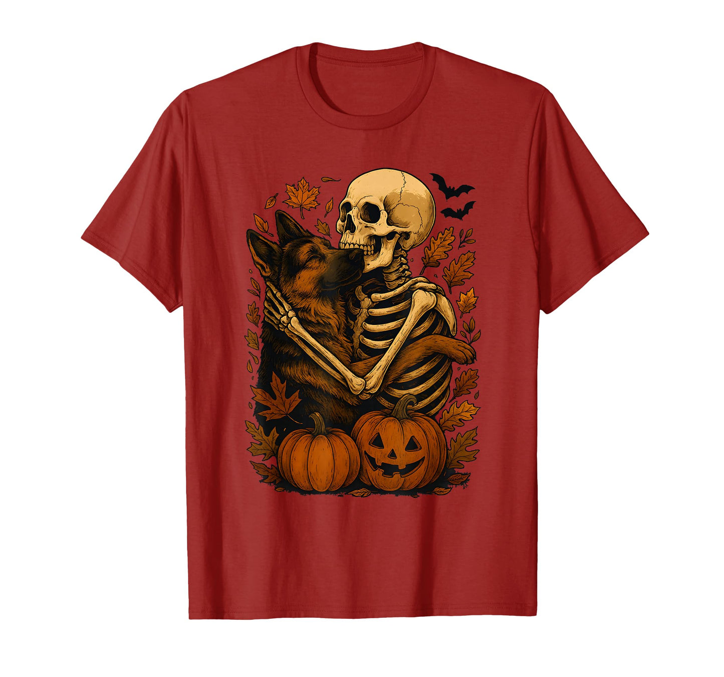 Skeleton Hugging German Shepherd T-Shirt