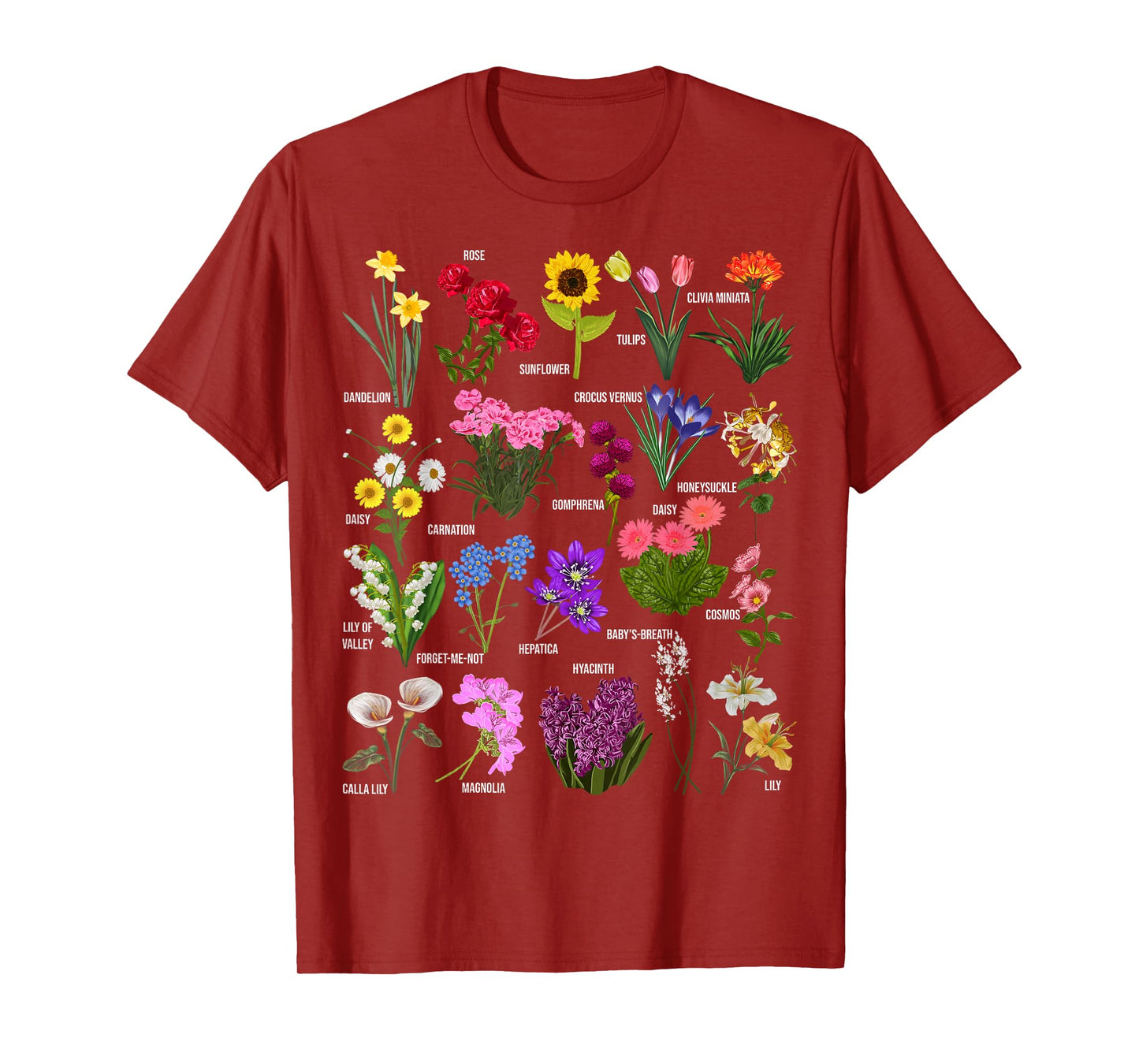 Vintage Flower Botanical Illustration Chart Plant T-Shirt