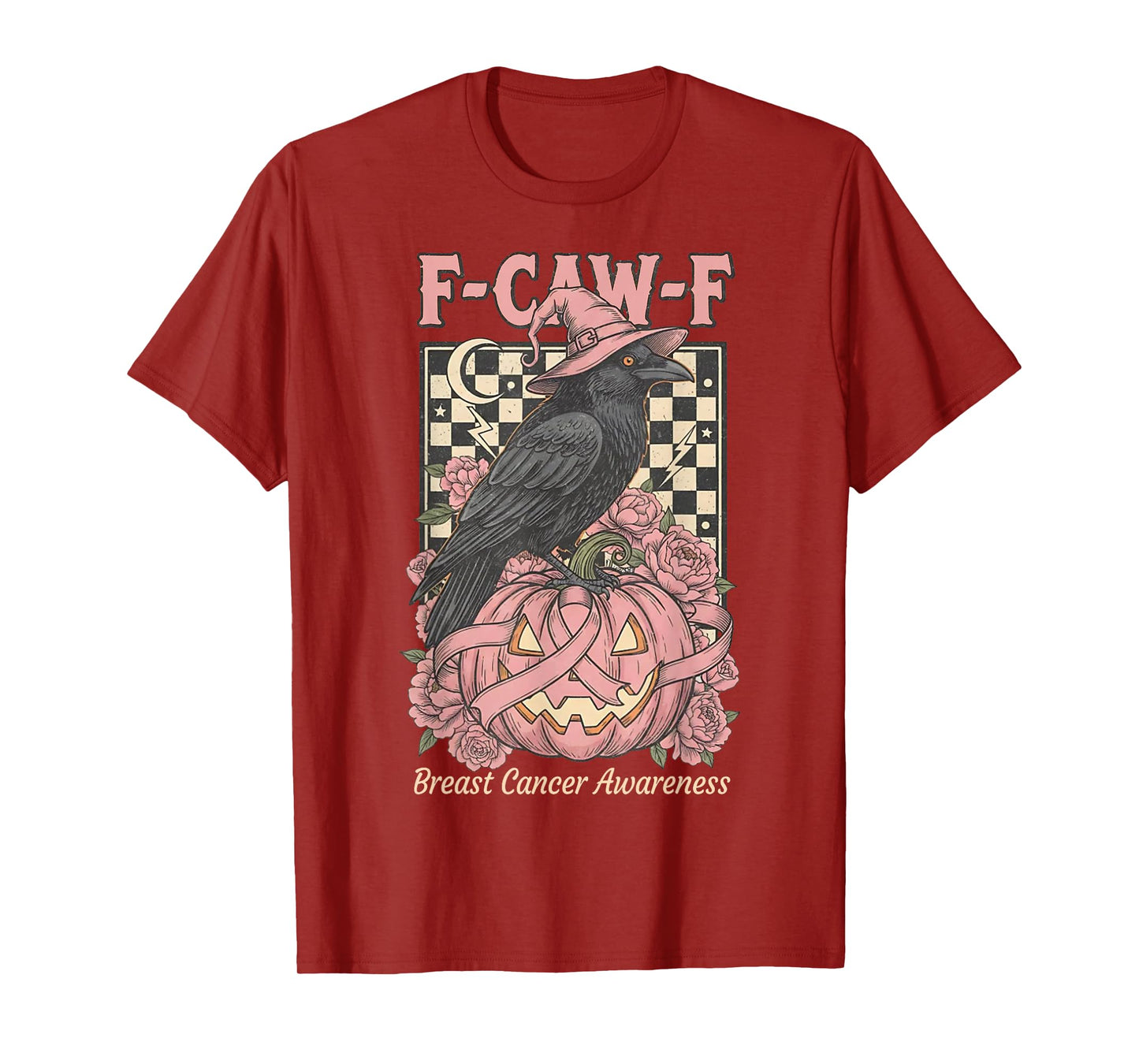 F-CAW-F Crow Breast Cancer Awareness Halloween Pumpkin T-Shirt
