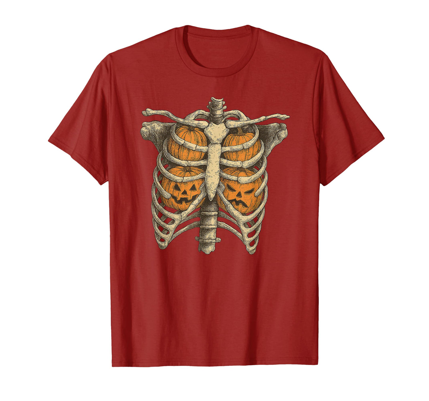 Halloween Skeleton Baby Rib Cage Maternity Pregnant Pumpkin T-Shirt