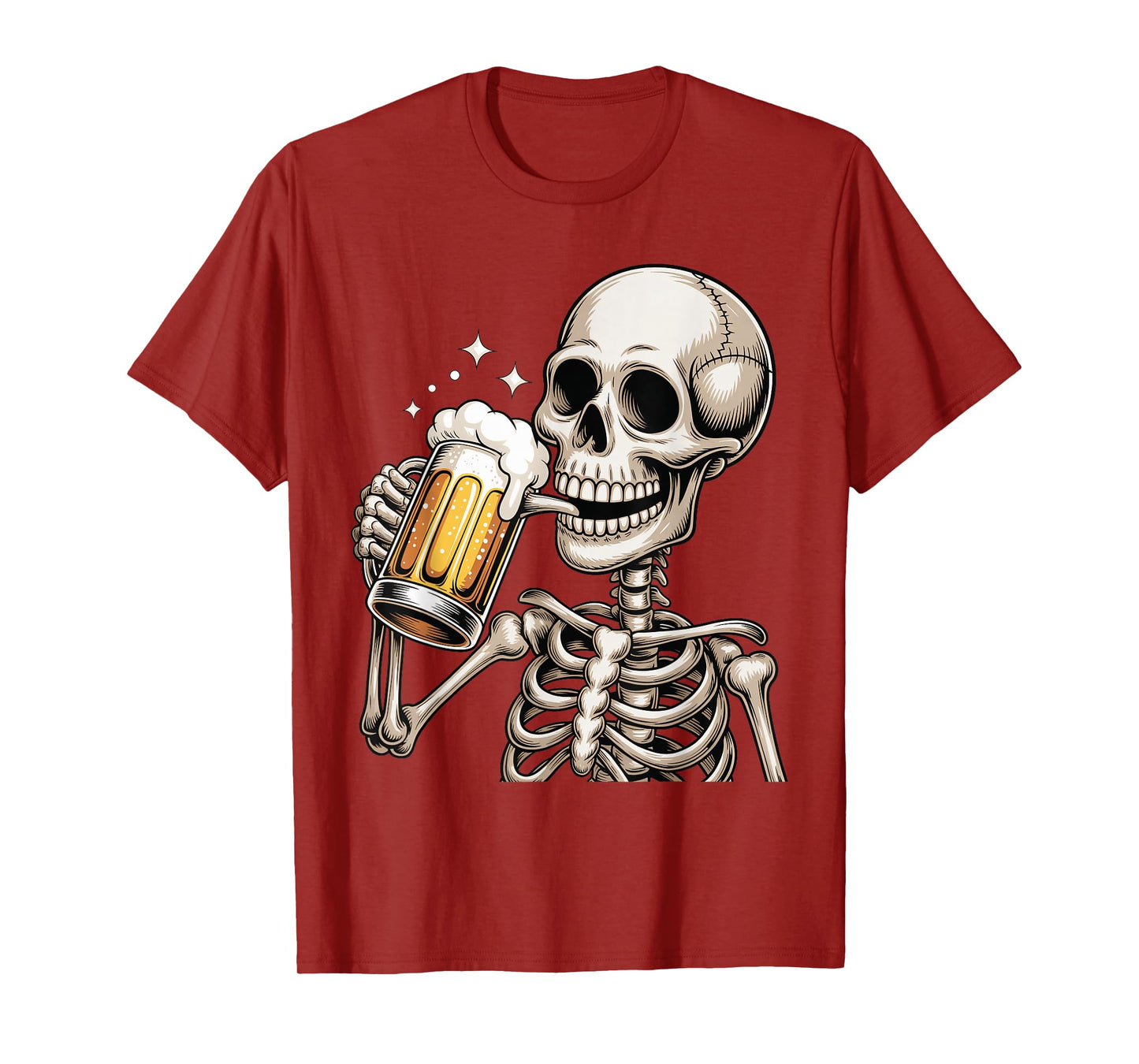Skeleton Drinking Beer Funny Halloween Costume Beer Lovers T-Shirt