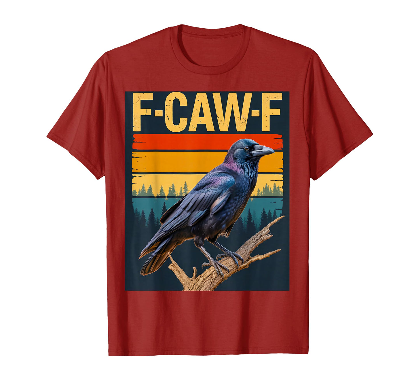 F-Caw-F Black Crow Bird Retro Sunset Vintage T-Shirt