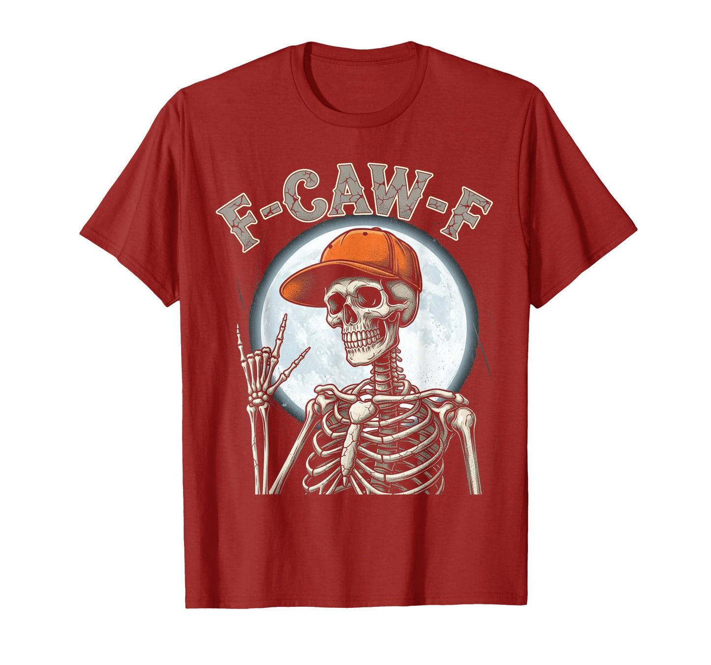 Funny Rocker Skeleton F Caw F Halloween Punk Rock Men Women T-Shirt