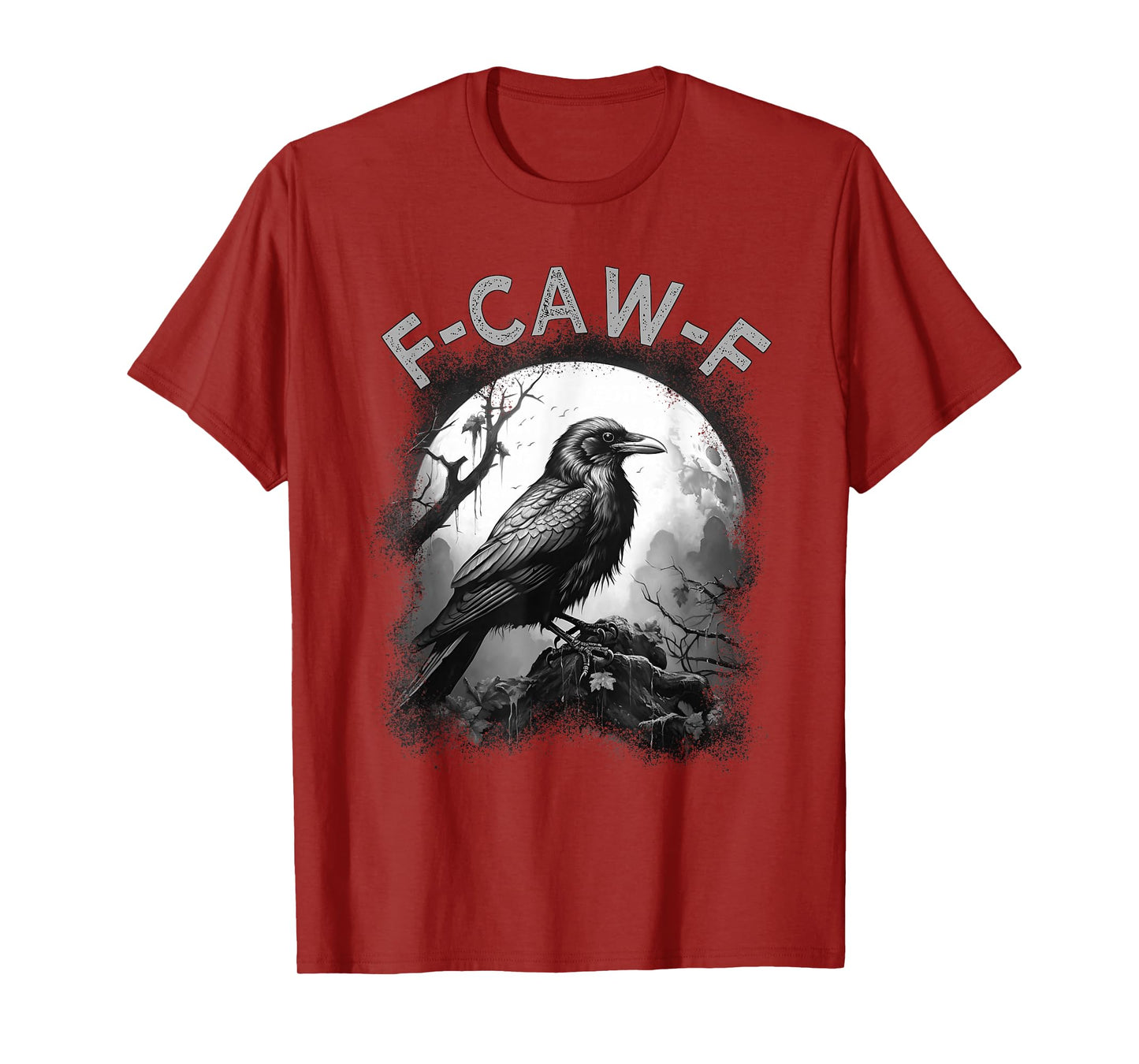 Black Crow, F-Caw-F Black Bird Moon Gothic Funny Adult Humor T-Shirt