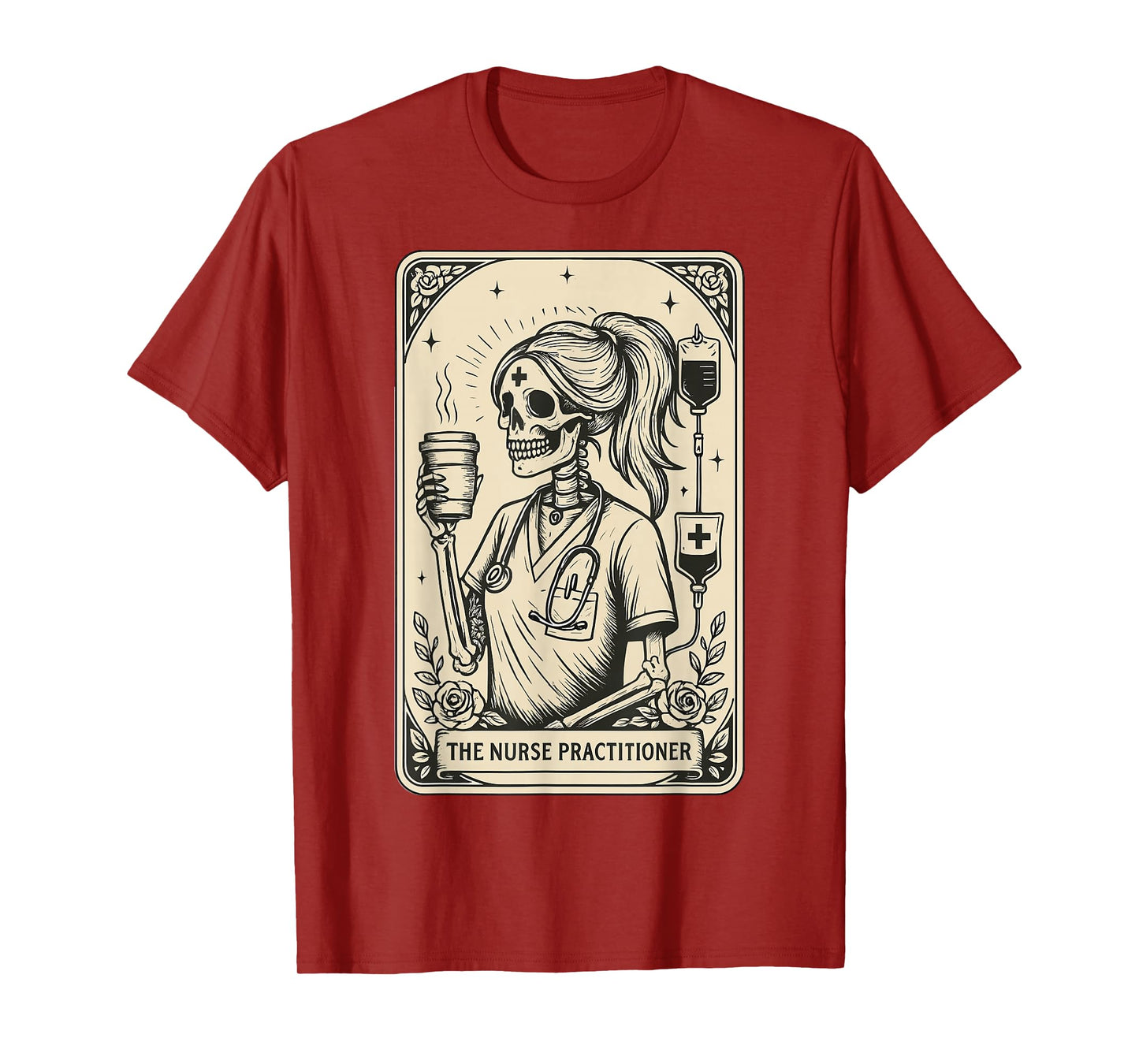 Nurse Practitioner Tarot Witch Skeleton Halloween T-Shirt