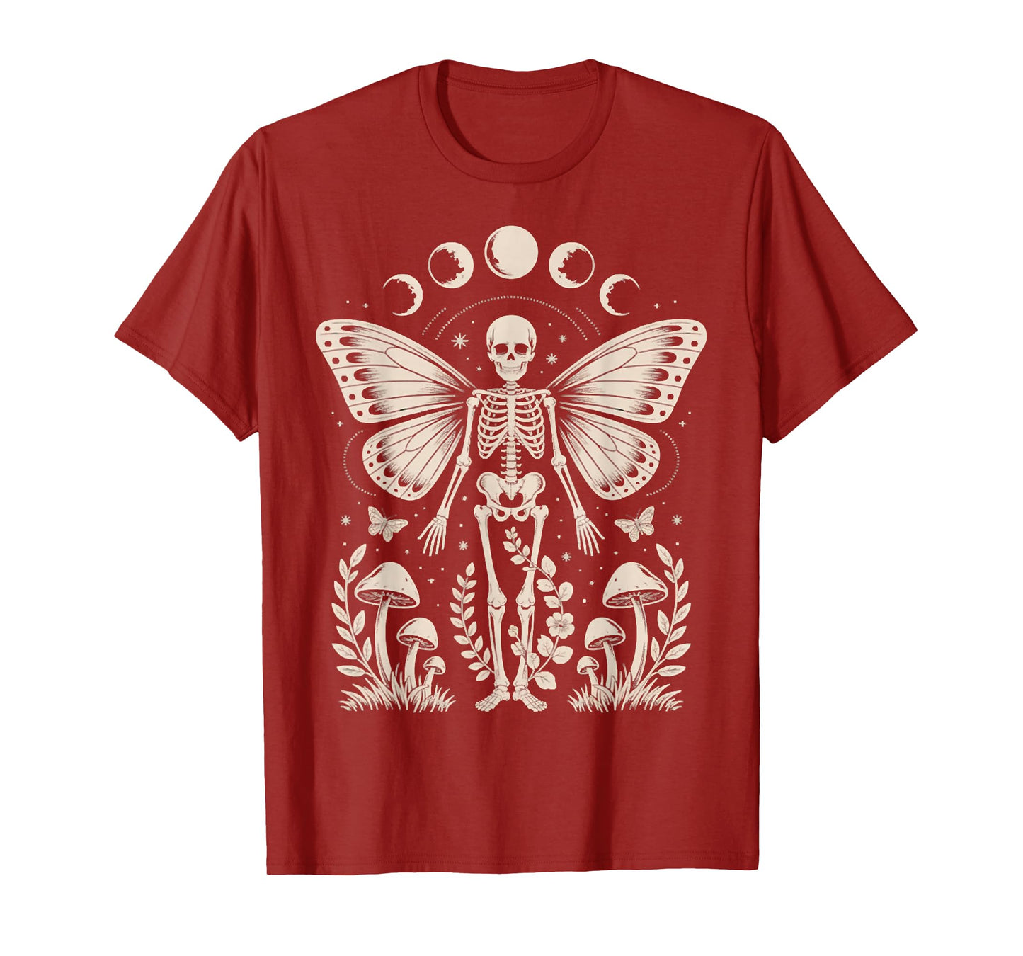 Skeleton Fairy Witchy Occult Moon Phases Mushrooms Outfit T-Shirt