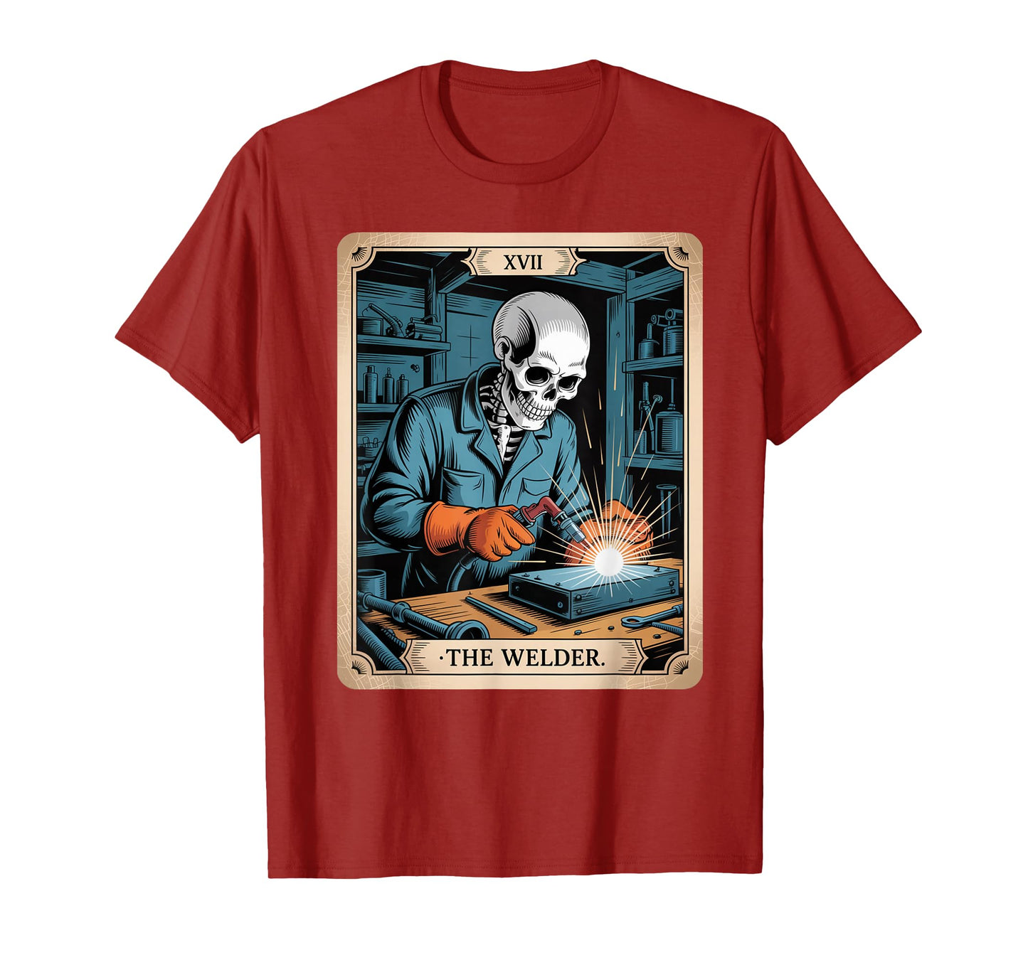 The Welder Welding Tarot Card Skeleton Funny for Men T-Shirt