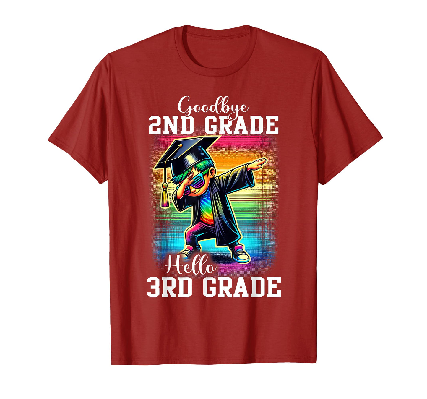 Goodbye 2nd Grade Hello 3rd Grade Dabbing Boy Colorful T-Shirt