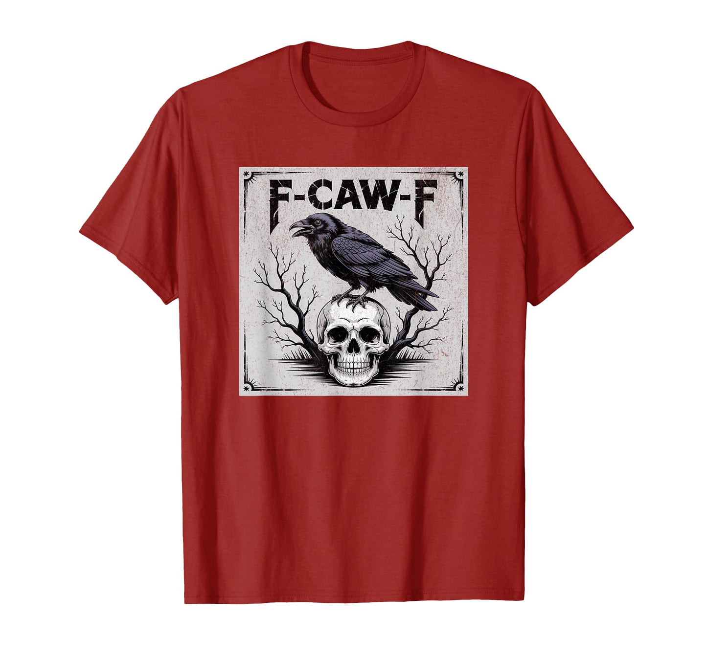F-caw-f Black Crow Halloween Skull Raven T-Shirt