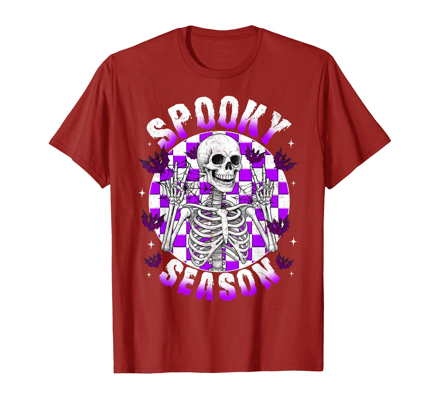 Spooky Season Skeleton Peace Hand Sign Happy Halloween Boys T-Shirt