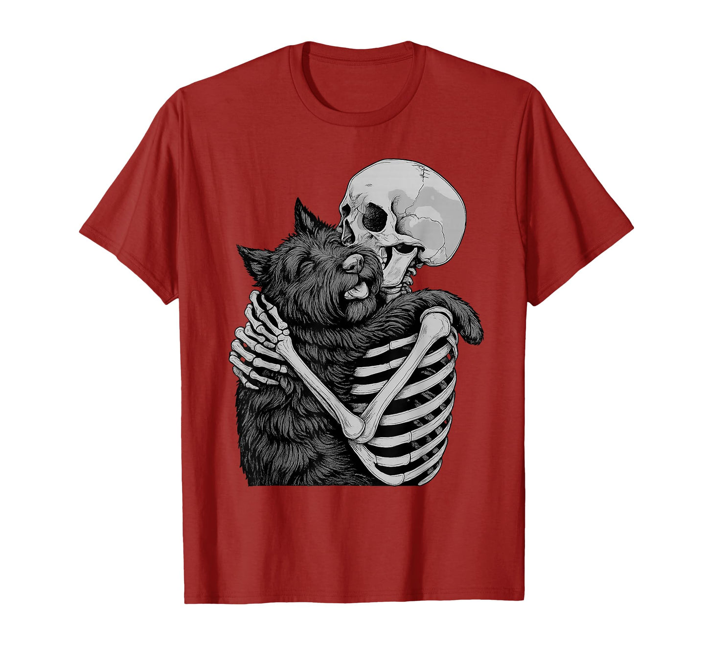 Scottish Terrier Skeleton Hug Halloween Dog Lover T-Shirt