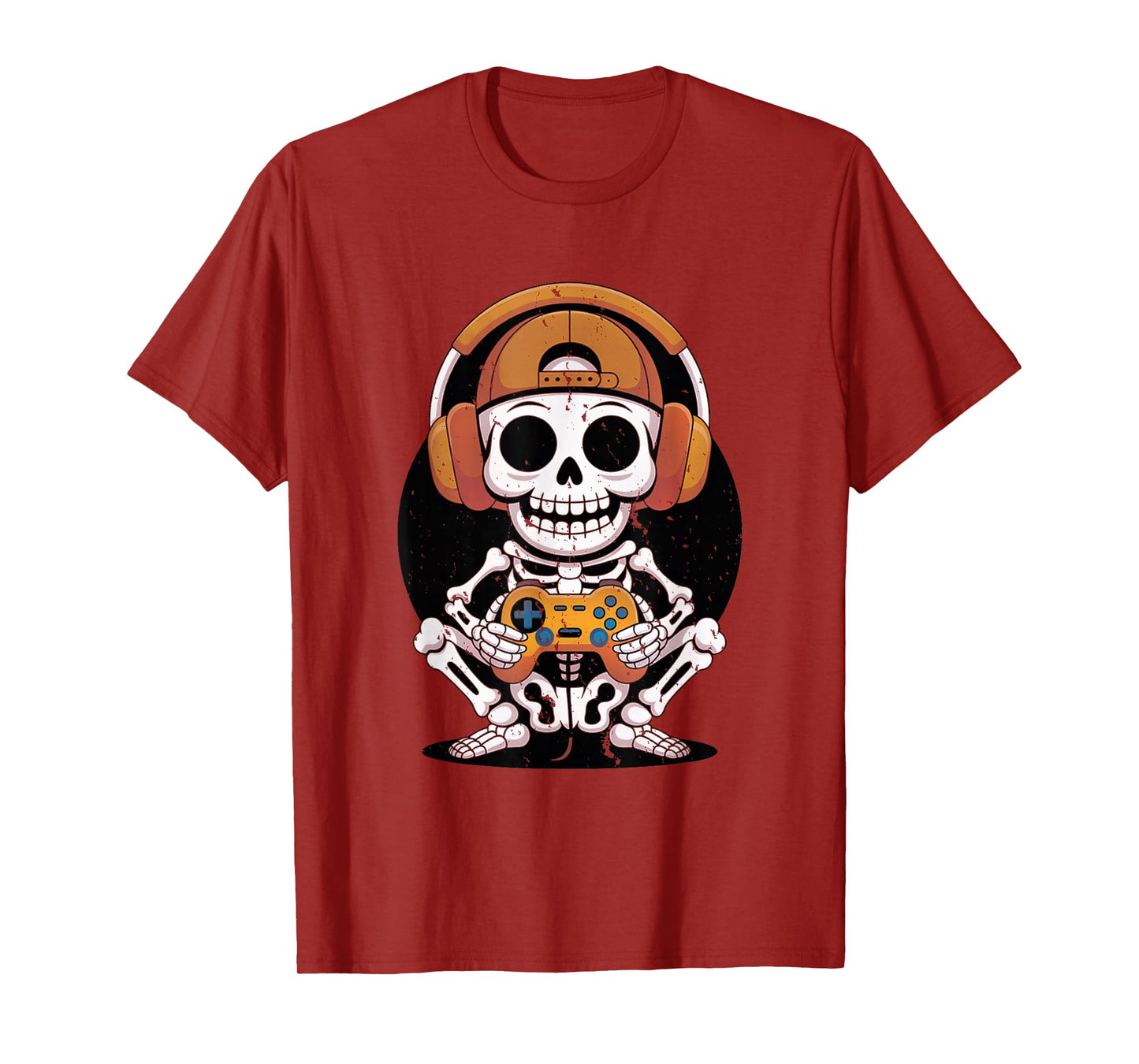 Halloween Skeleton Gamer Video Gaming Boys Men Kids Tees T-Shirt