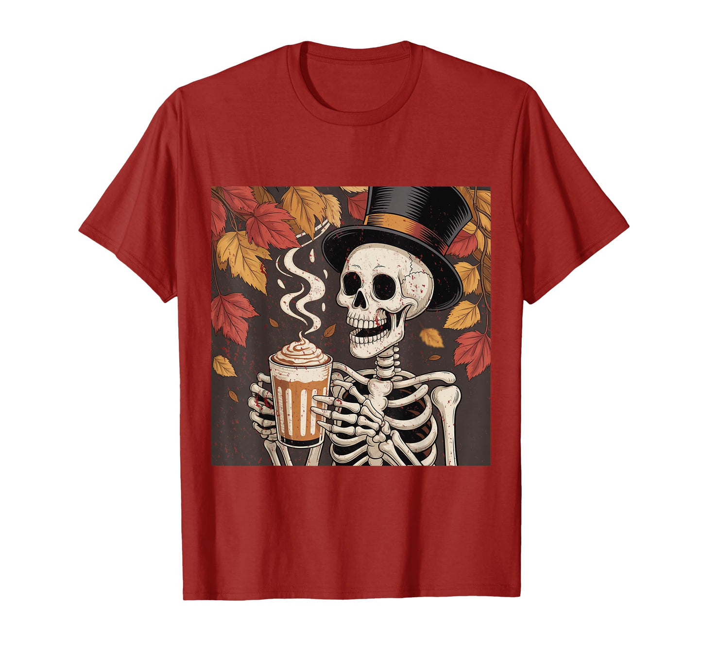 Vintage Halloween Skeleton Pumpkin Spice Latte Syrup Creamer T-Shirt