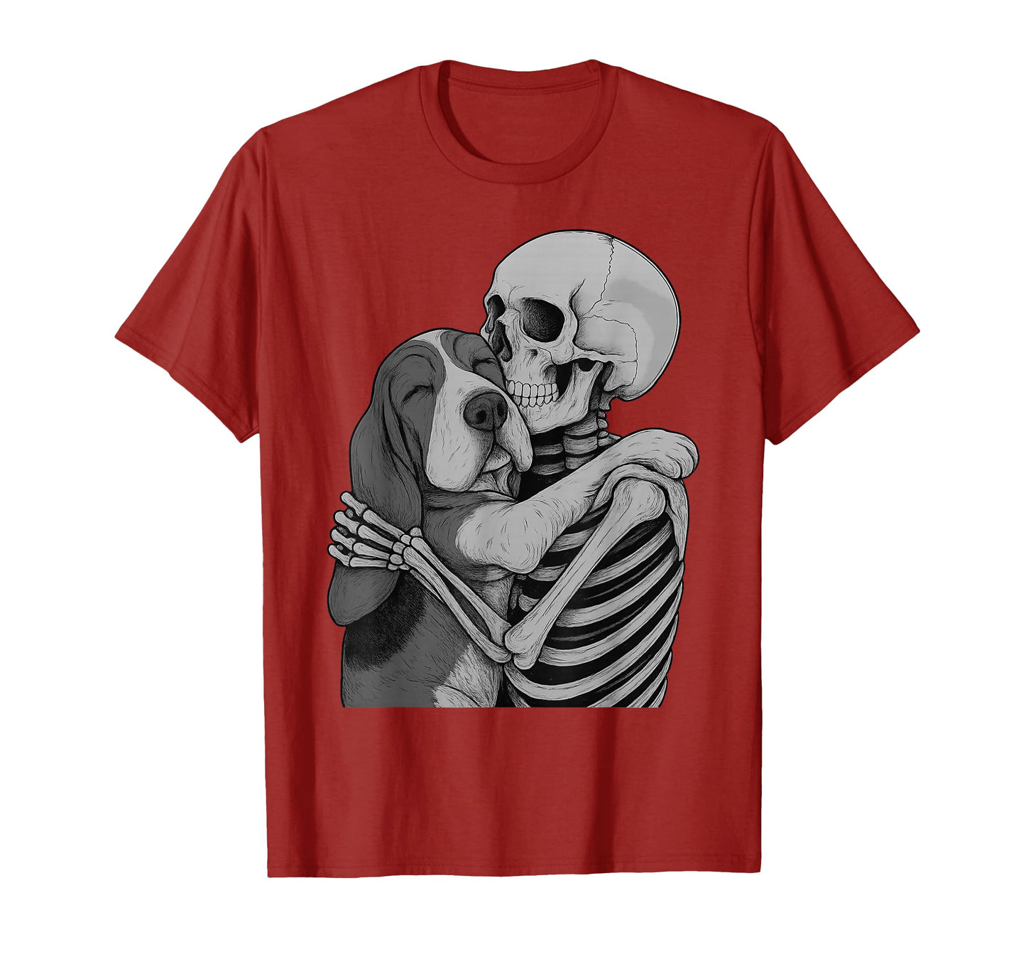 Basset Hound Skeleton Hug Halloween Dog Lover T-Shirt