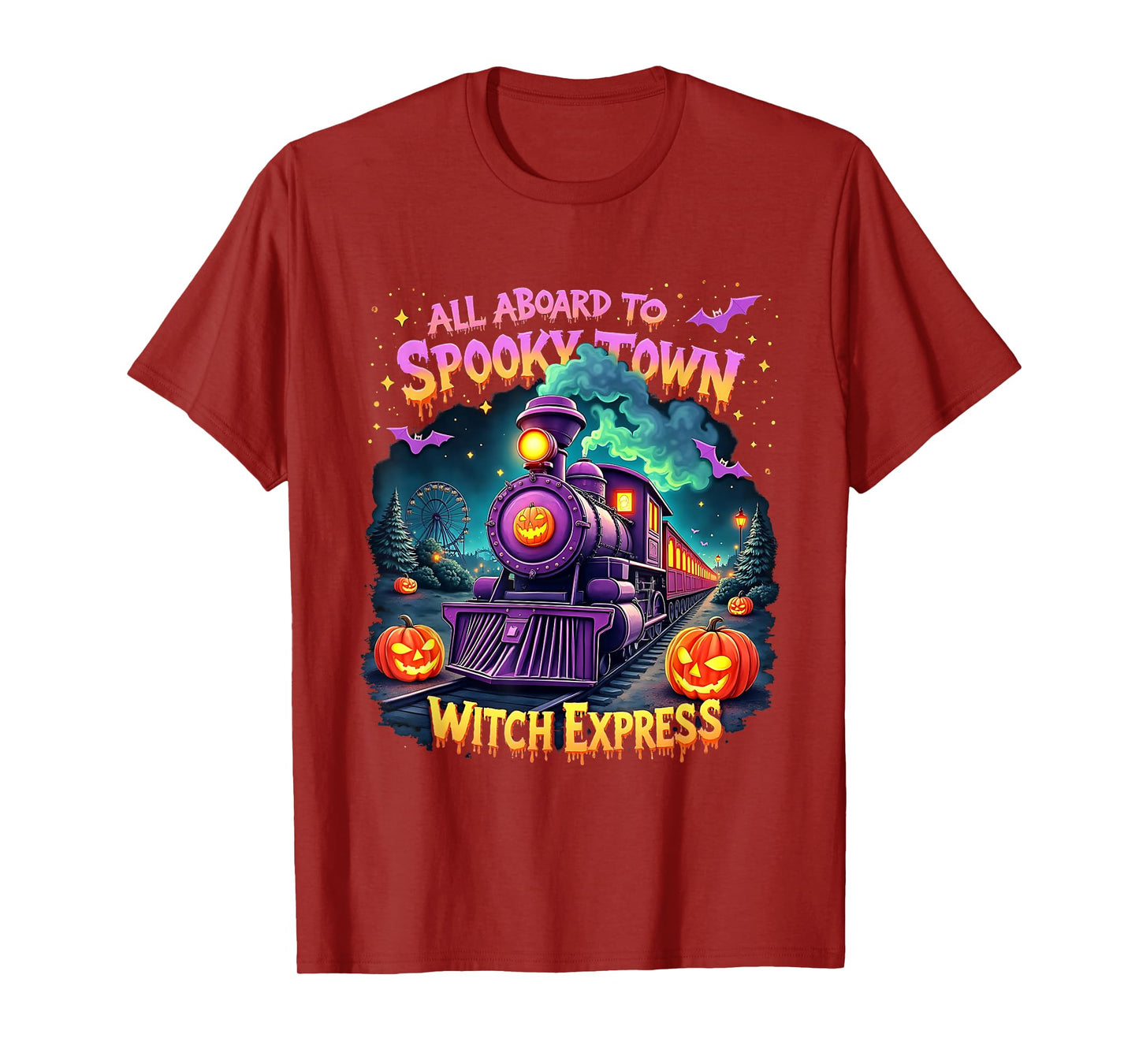 Funny Halloween Skeleton Ghosts Spooky Town Train T-Shirt