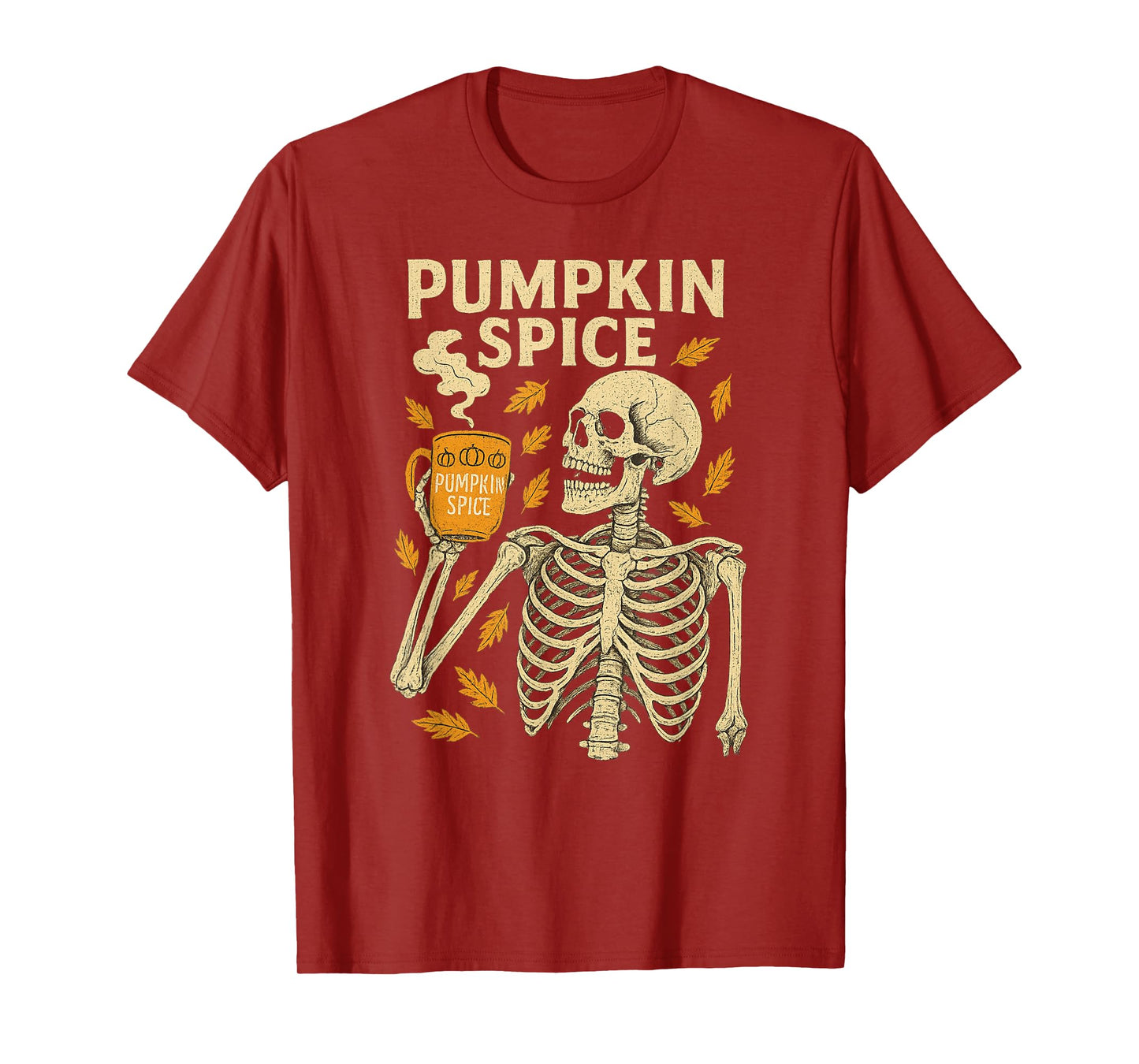 Vintage Halloween Skeleton Pumpkin Spice Latte Syrup Creamer T-Shirt