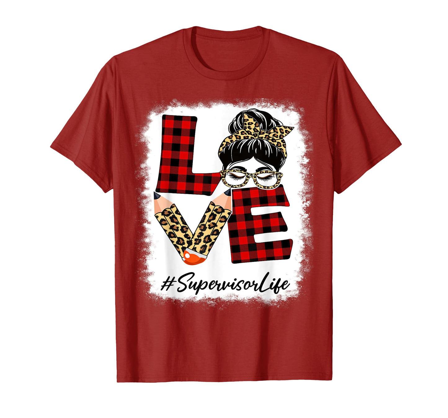 Supervisor Love Messy Bun Leopard Buffalo Back To School T-Shirt
