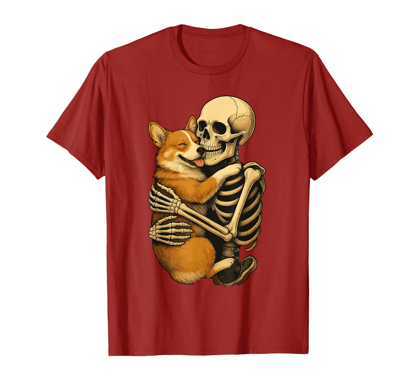 Skeleton Hugging Pembroke Welsh Corgi T-Shirt