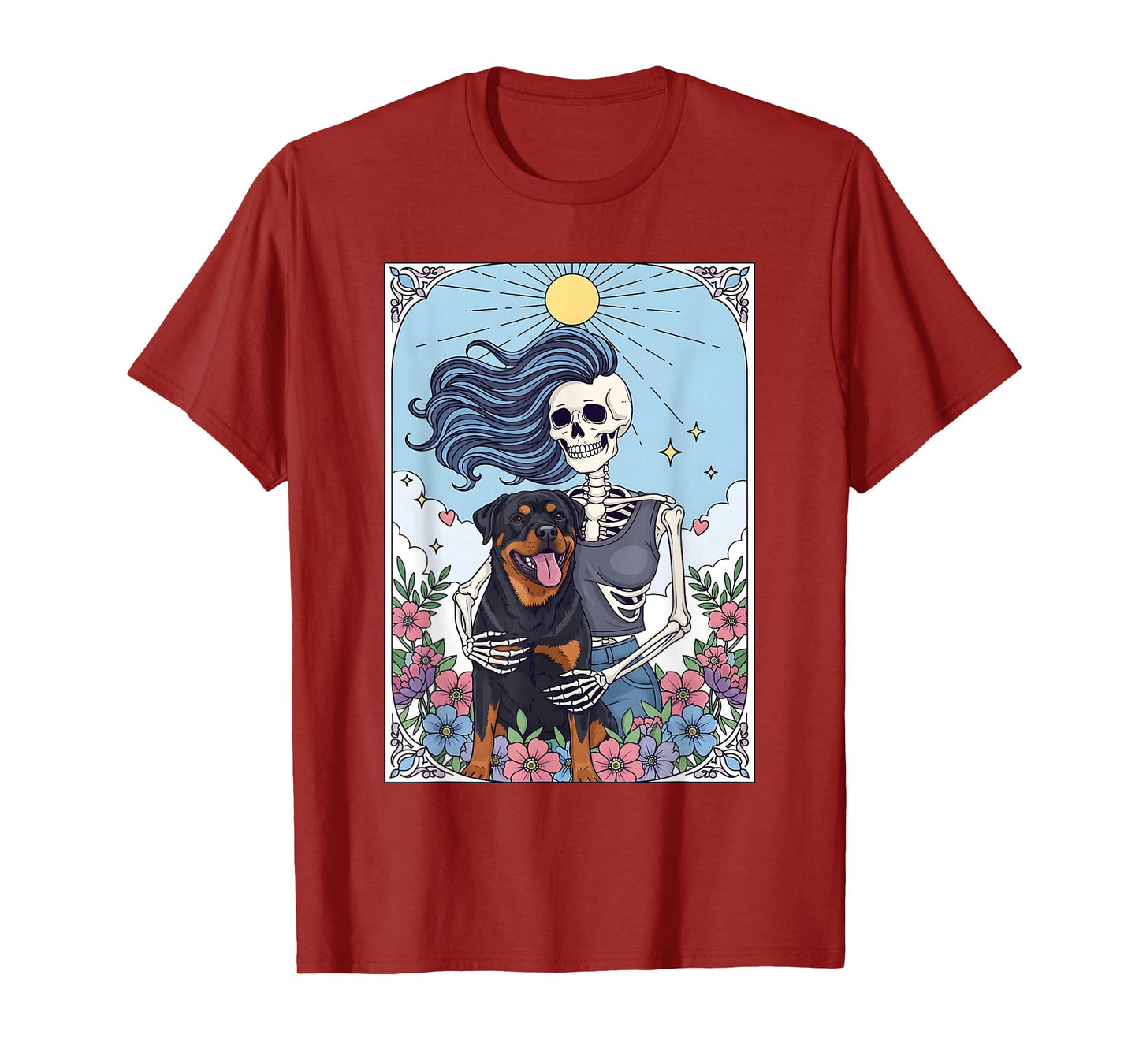 Rottweiler Dog Tarot Card Halloween Costume Skeleton T-Shirt