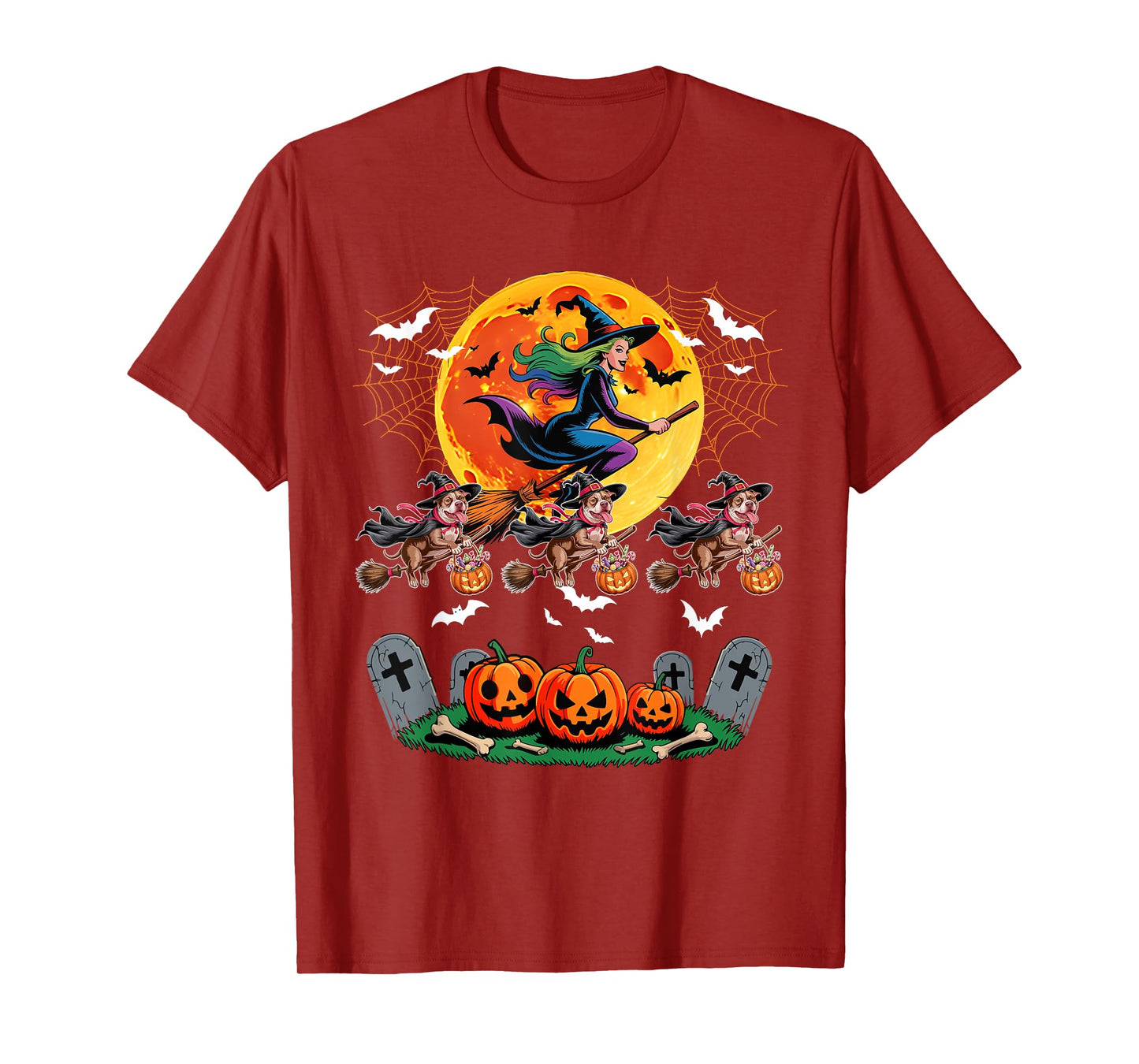 Pit Bulls Cosplay Witch On Broomstick Halloween Owner T-Shirt
