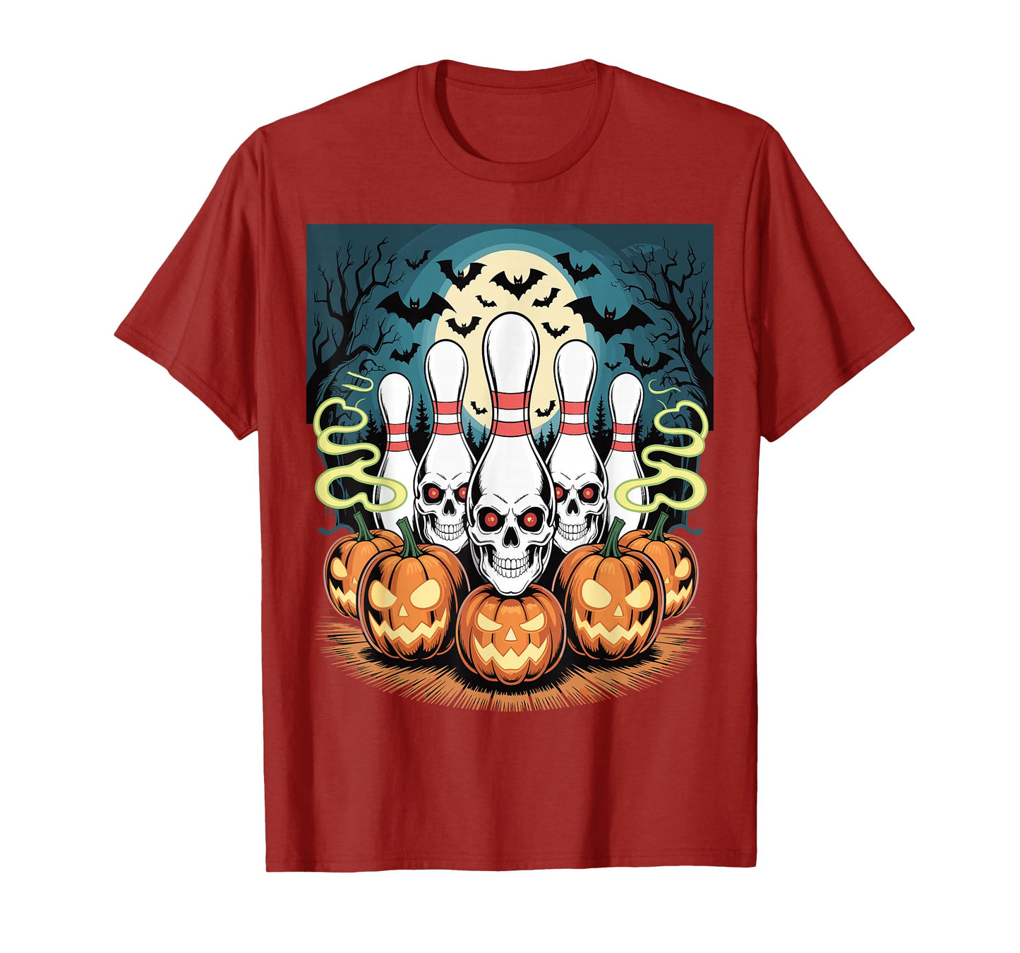 Bowling Pins Skeleton Spooky Halloween T-Shirt