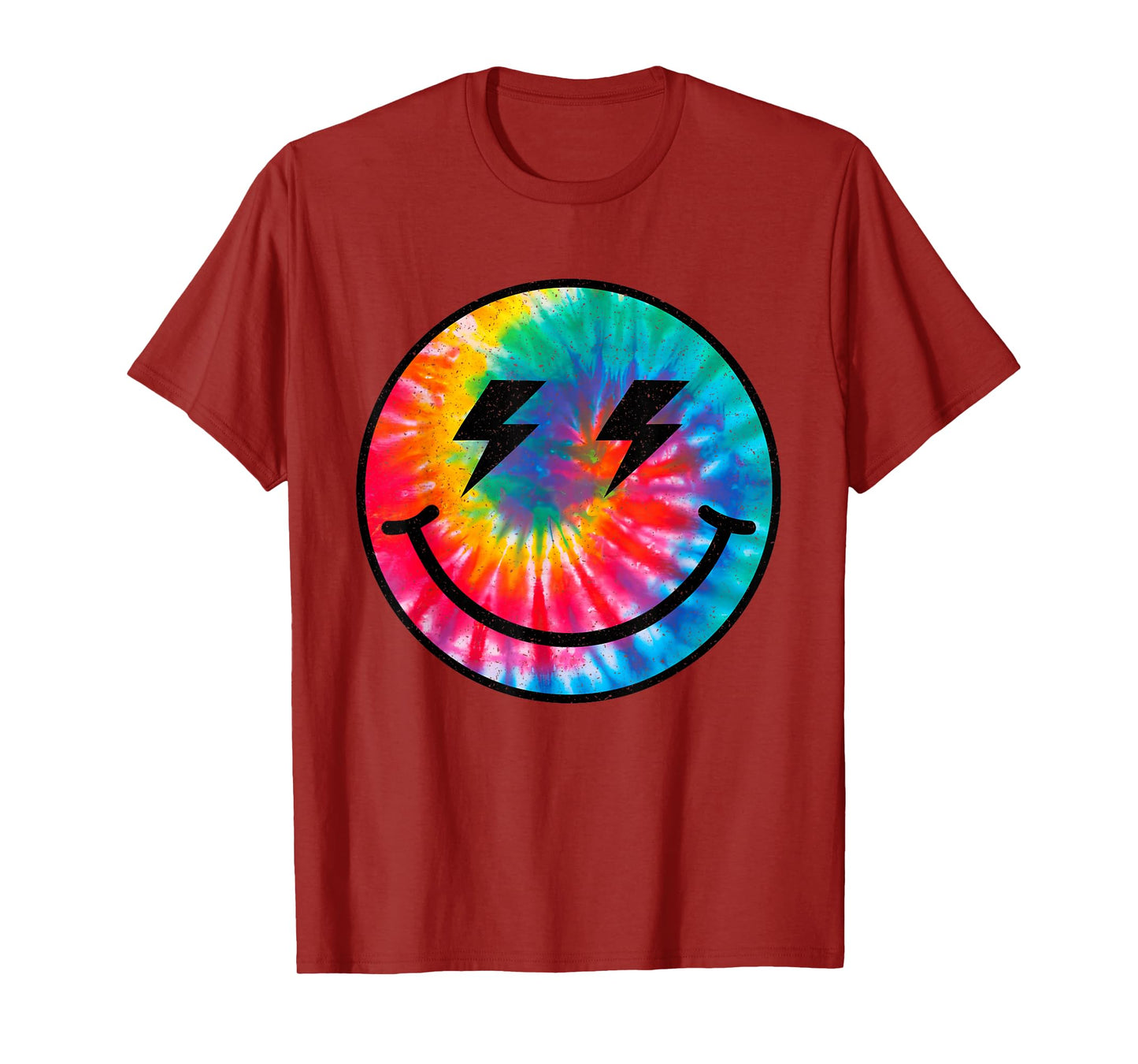 Retro Happy Face Tie Dye Checkered Pattern Smile Face Trendy T-Shirt