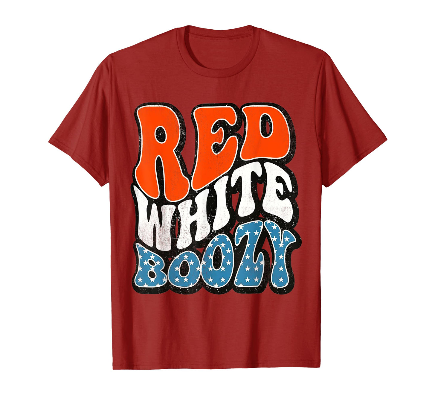 Red White & Boozy Retro, 4th Of July, Patriotic Tees T-Shirt for Women Men