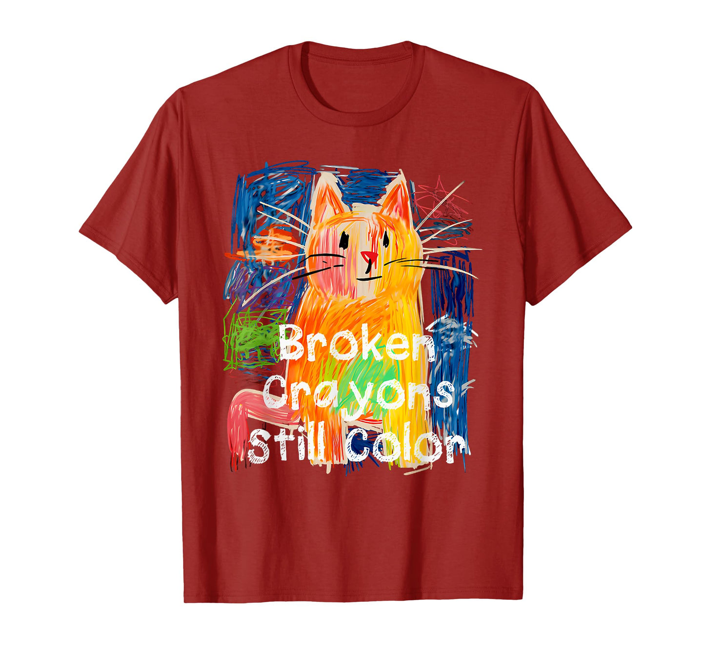 Broken Crayons Still Color Cat Teacher T-Shirt for Men Women Kids