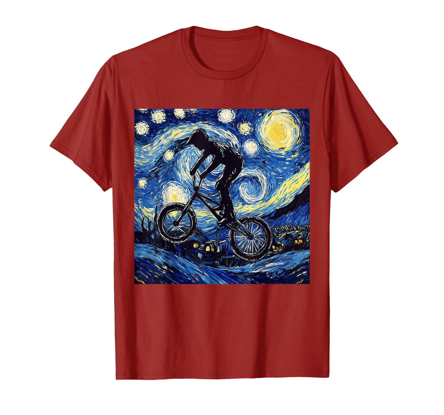 BMX Bike Rider Van Gogh Starry Night T-Shirt