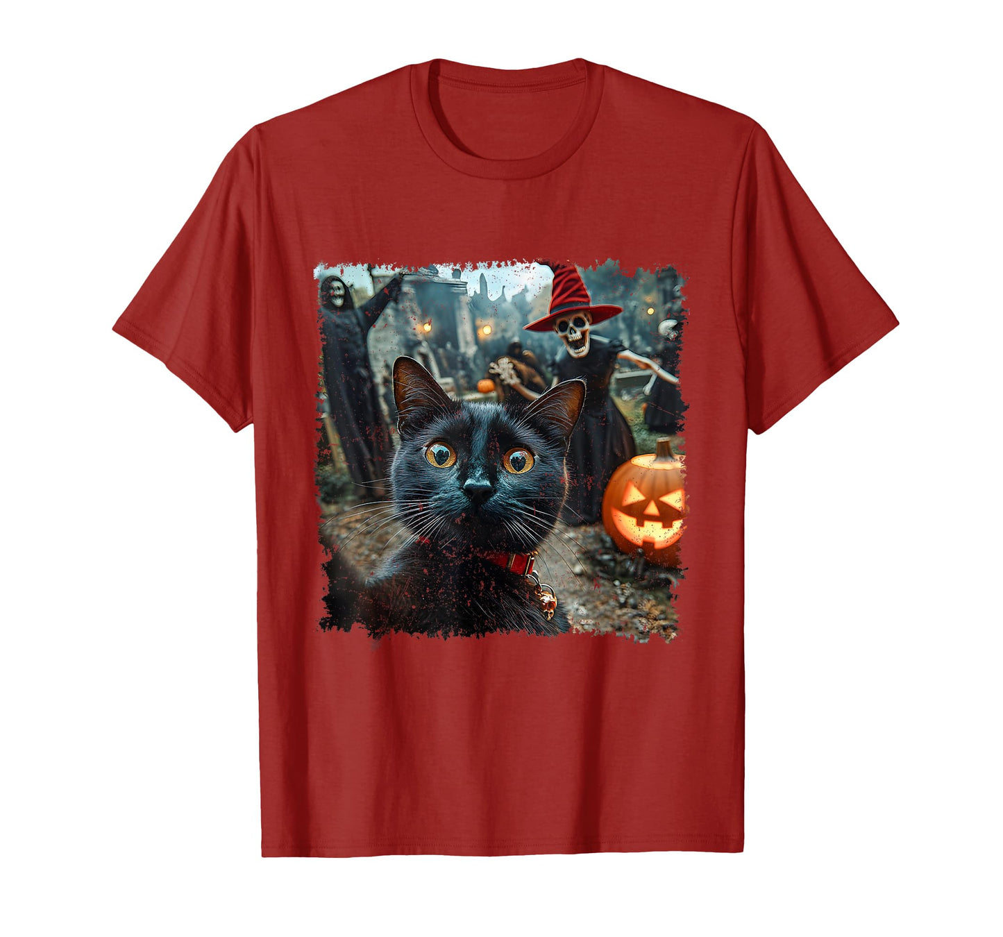 Black Cat Selfie Pumpkin Halloween Spooky Vibes T-Shirt