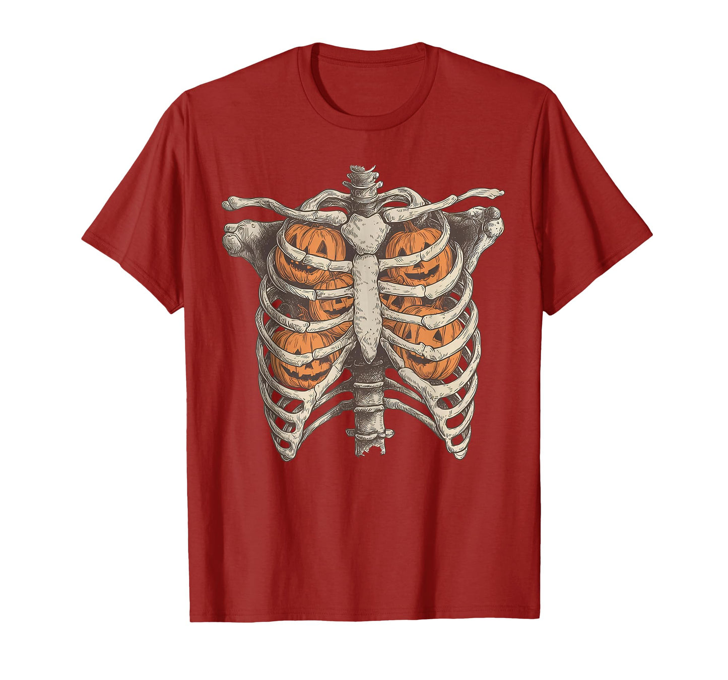 Skeleton Ribcage Pumpkin Spooky Season Halloween Costume T-Shirt