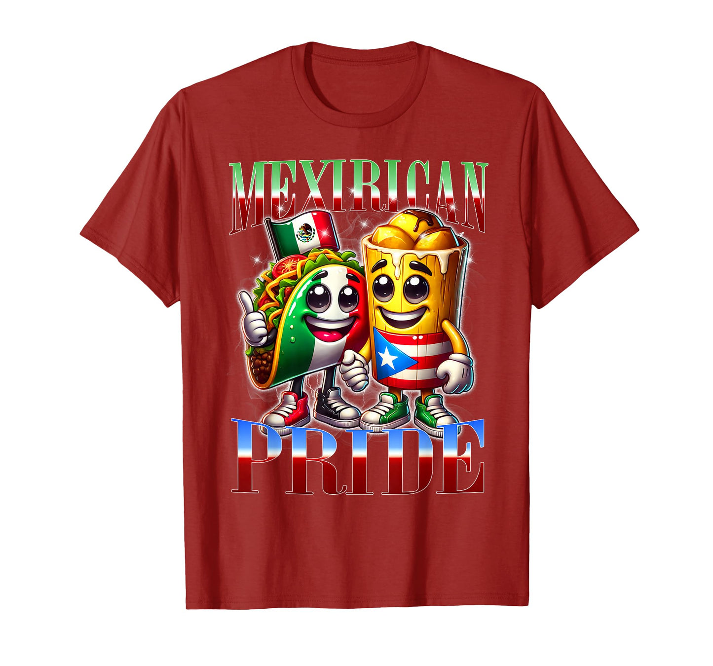 Mexirican Pride Mexican Puerto Rican Taco Drink Unity Design T-Shirt