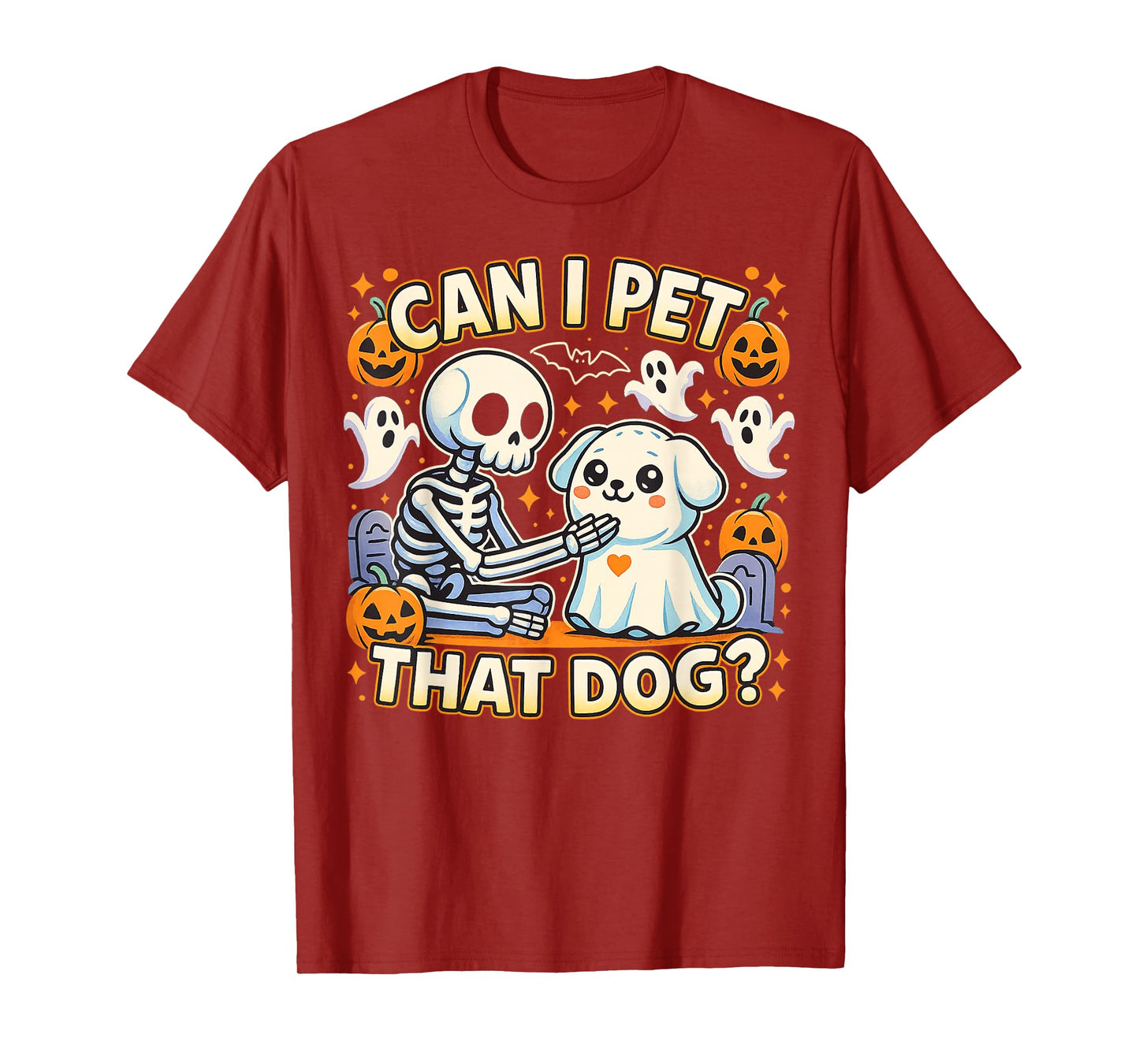 Can I Pet That Dog Funny Skeleton Halloween T-Shirt