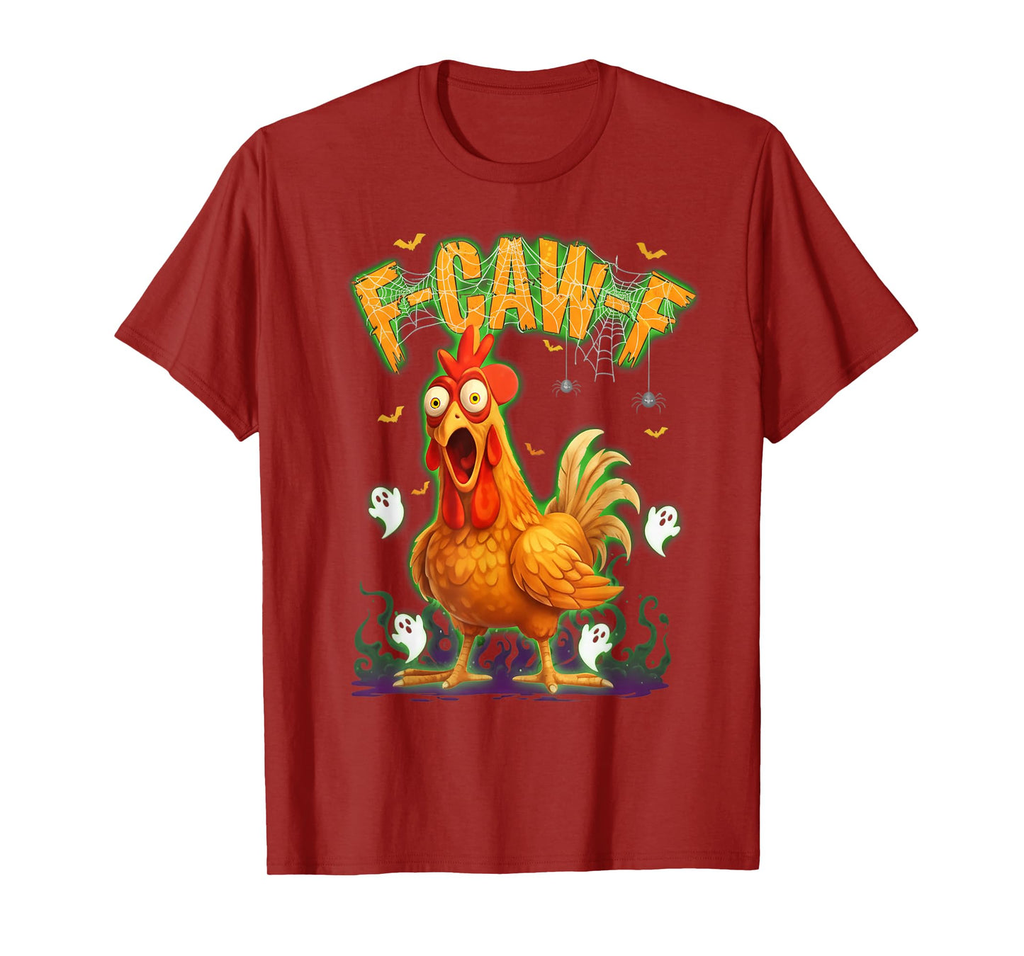 Funny Haunted Chicken F-Caw-F Halloween Tee T-Shirt
