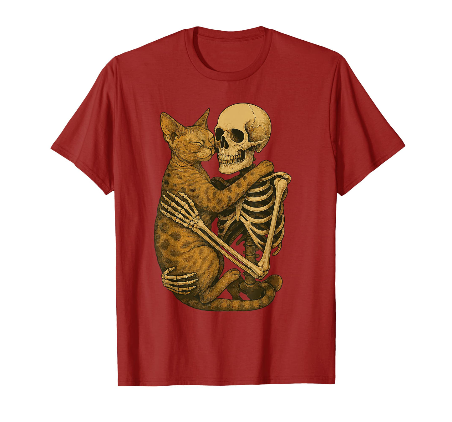 Skeleton Hugging Devon Rex T-Shirt