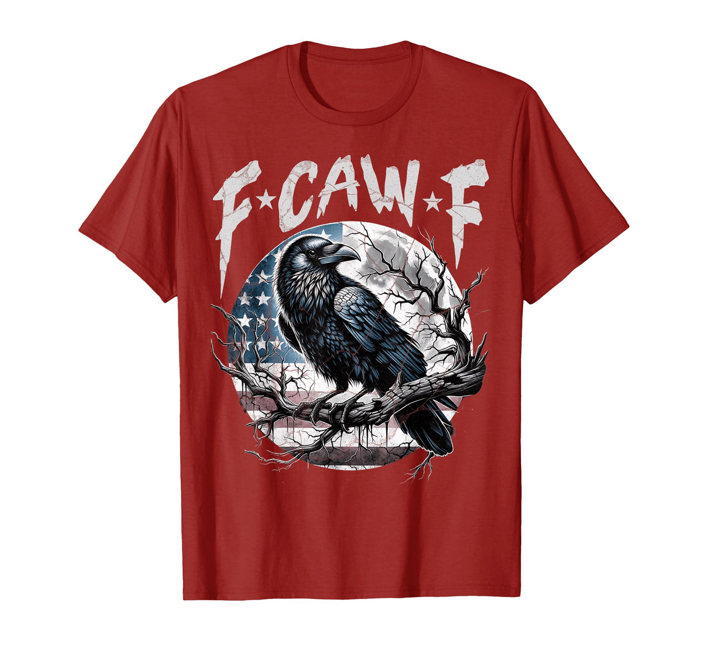 F-Caw-F Black Bird Crow Retro USA Flag Vintage F Caw F T-Shirt