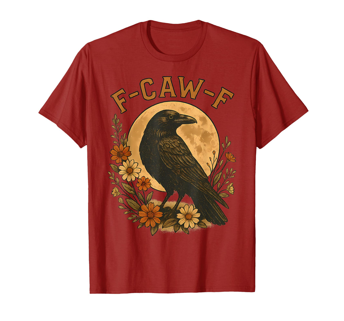 F-Caw-F Black Crow Funny Gothic Bird Adult Humor Graphic T-Shirt