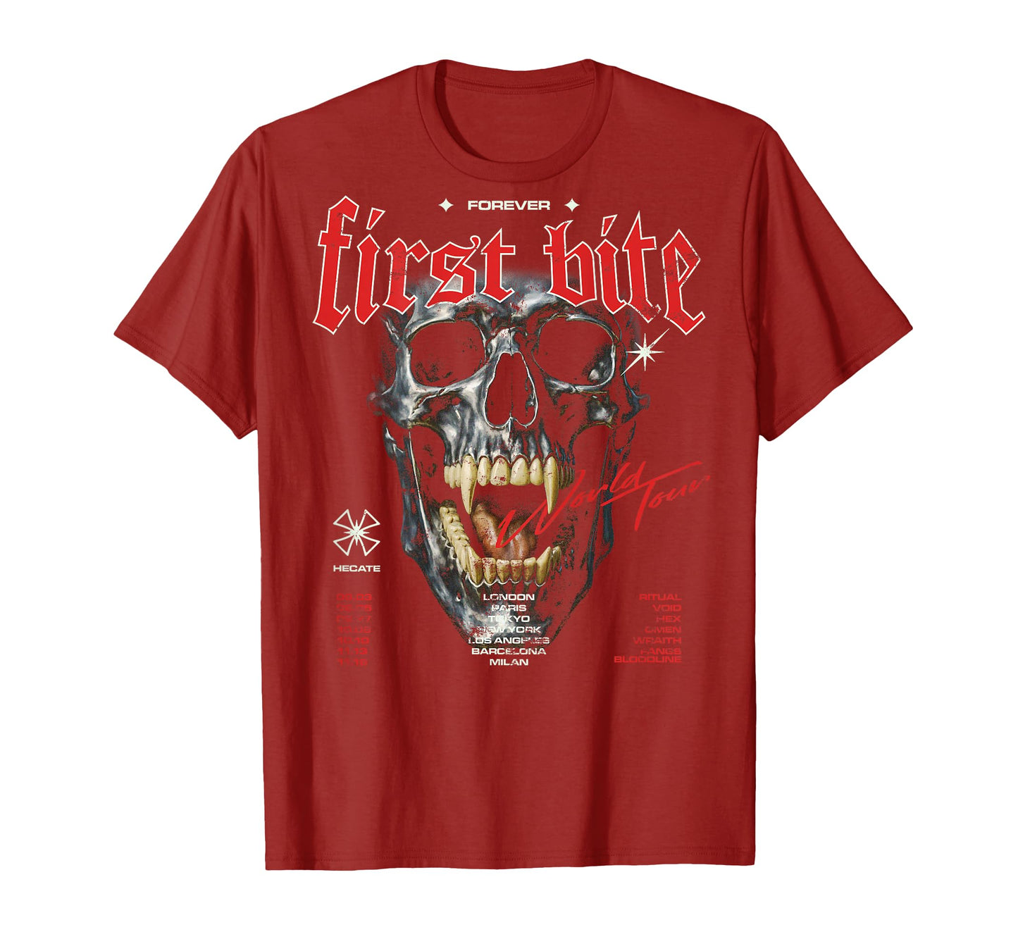 Skeleton Vampire Vintage Streetwear Urban Y2K Back Print T-Shirt