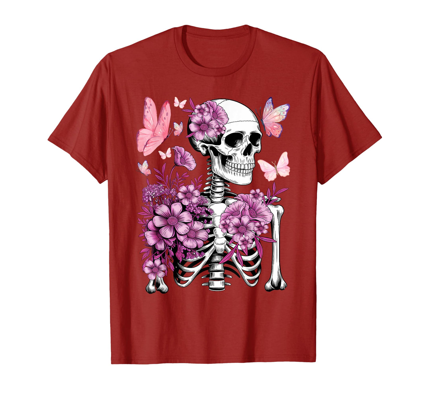 Flower Skeleton Floral Women Men Teenage Girls T-Shirt