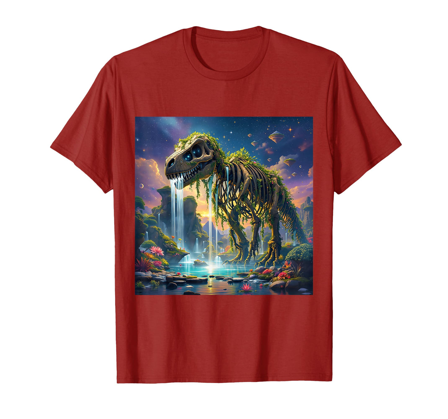 Fantasy Skeleton Dinosaur Garden T-Shirt