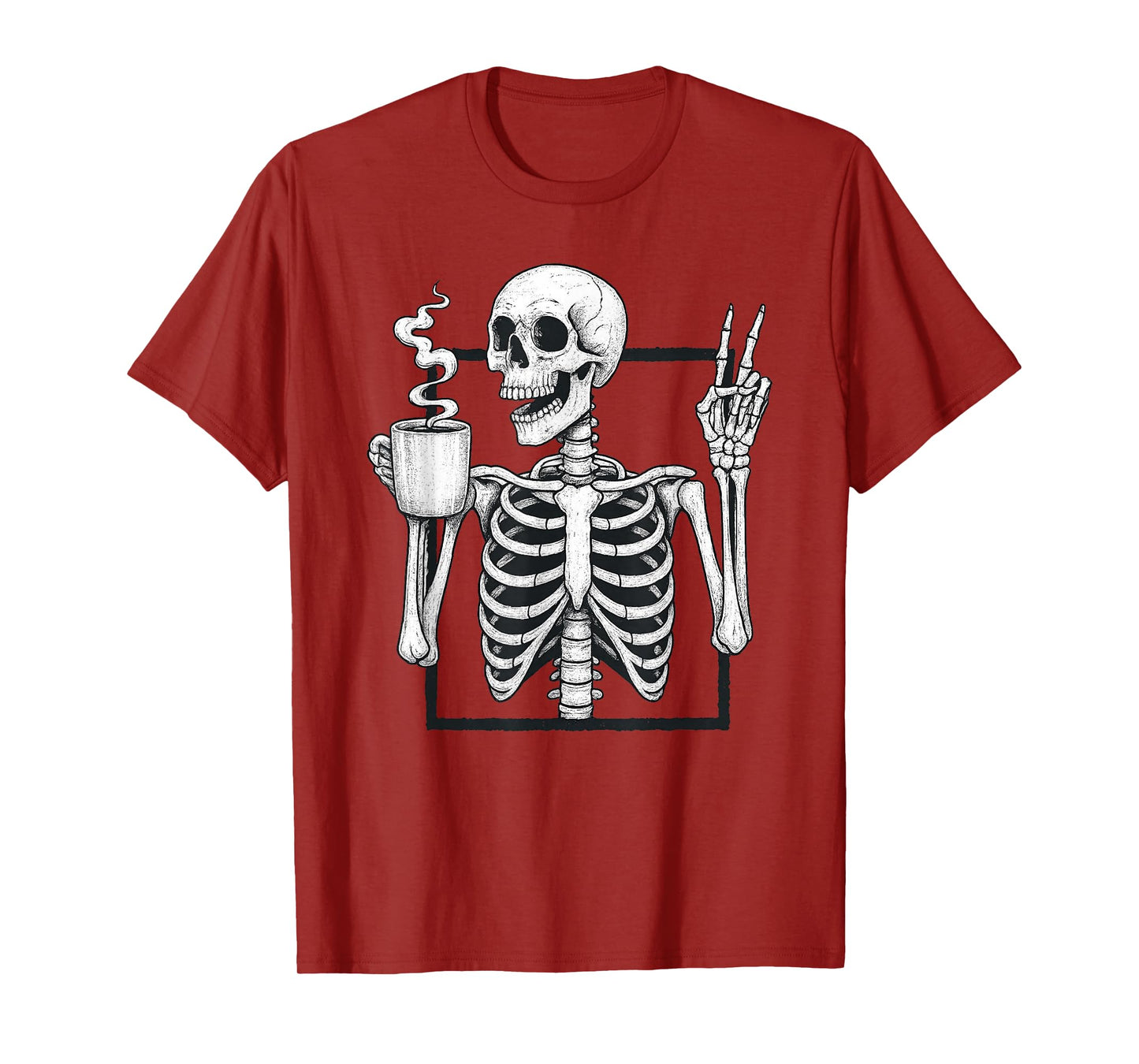 Funny Skeleton Coffee Design Halloween Spooky Caffeine T-Shirt