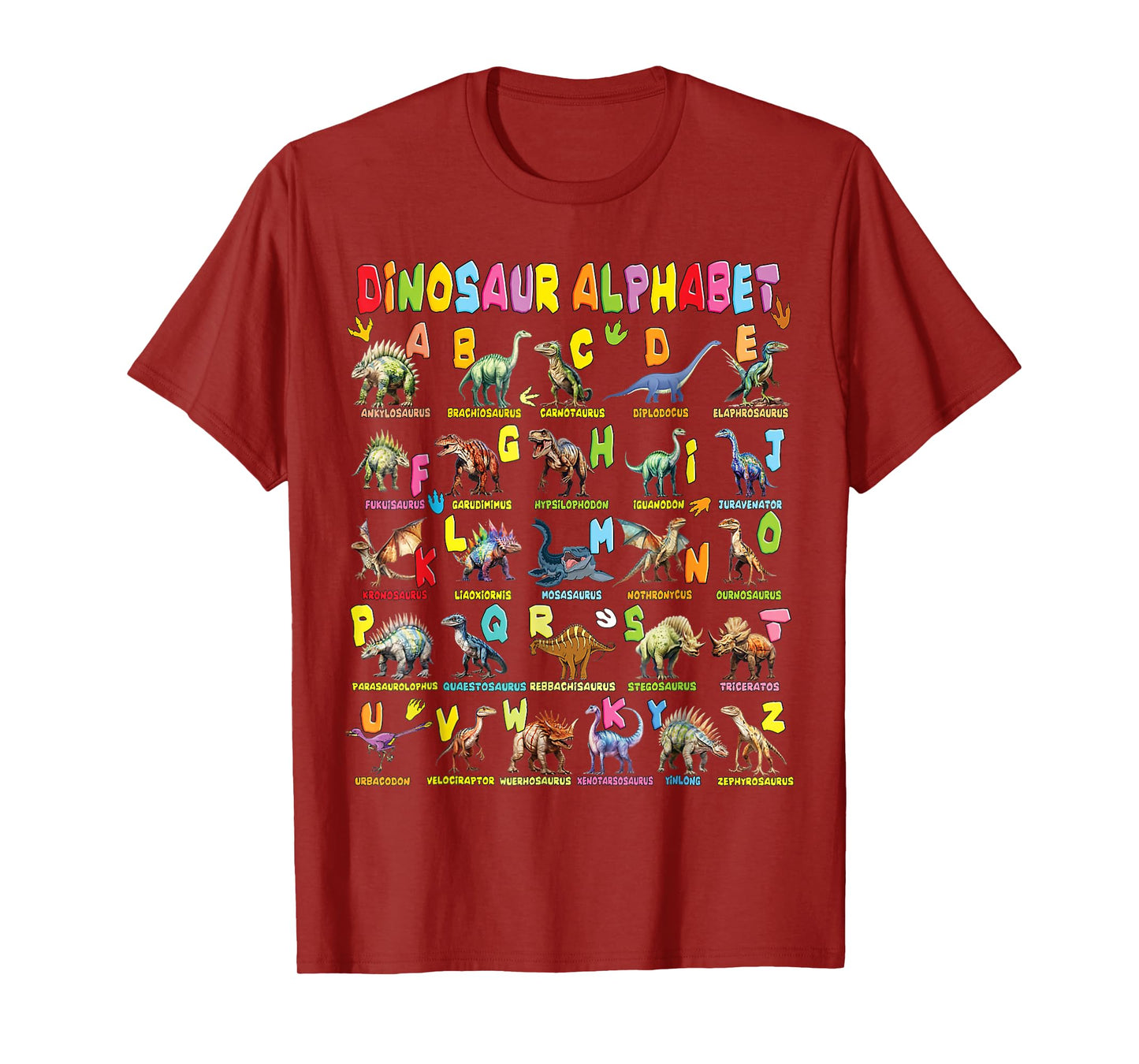 Types of Dinosaurs Alphabet A-Z ABC Dino Boys Kids Girls T-S T-Shirt