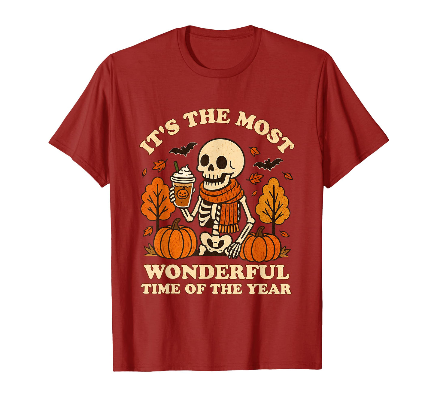 Most Wonderful Time of The Year Cute Skeleton Halloween Fall T-Shirt