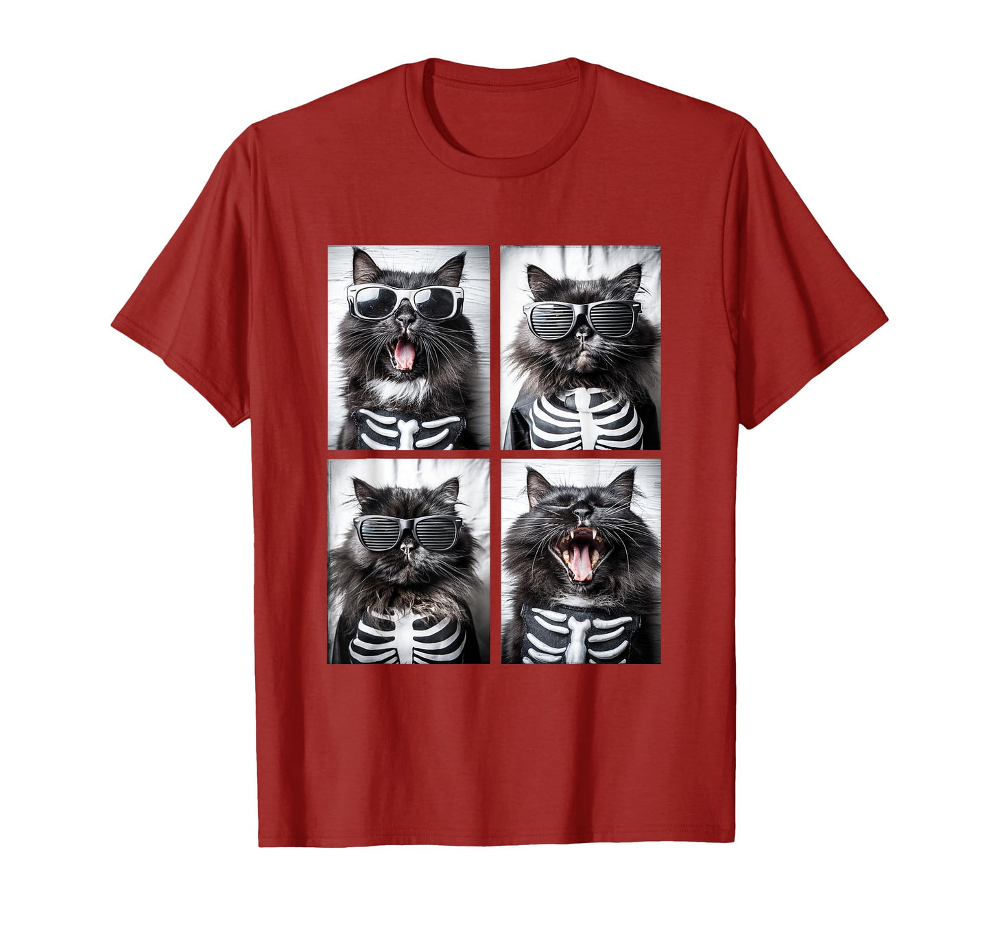 Persian Cat with Sunglasses Skeleton Costume Funny Halloween T-Shirt