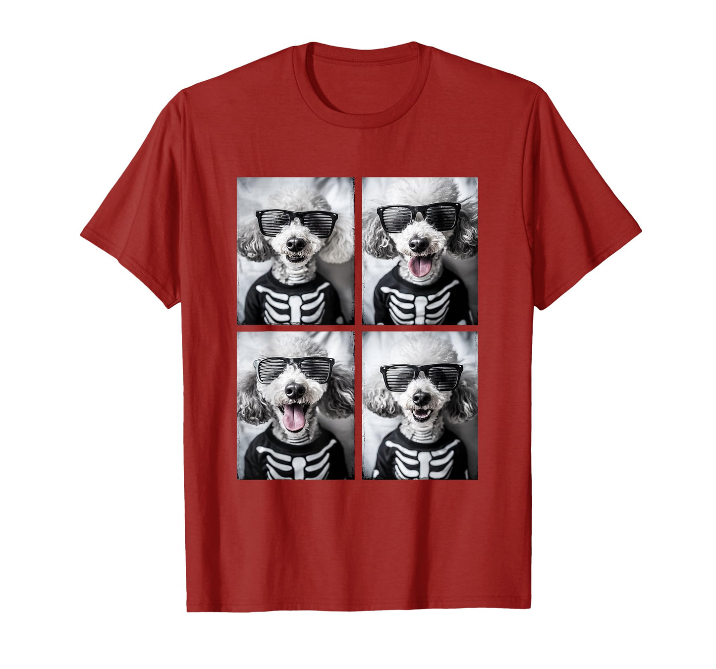 Cute Poodles with Sunglasses Halloween Skeleton Costume T-Shirt