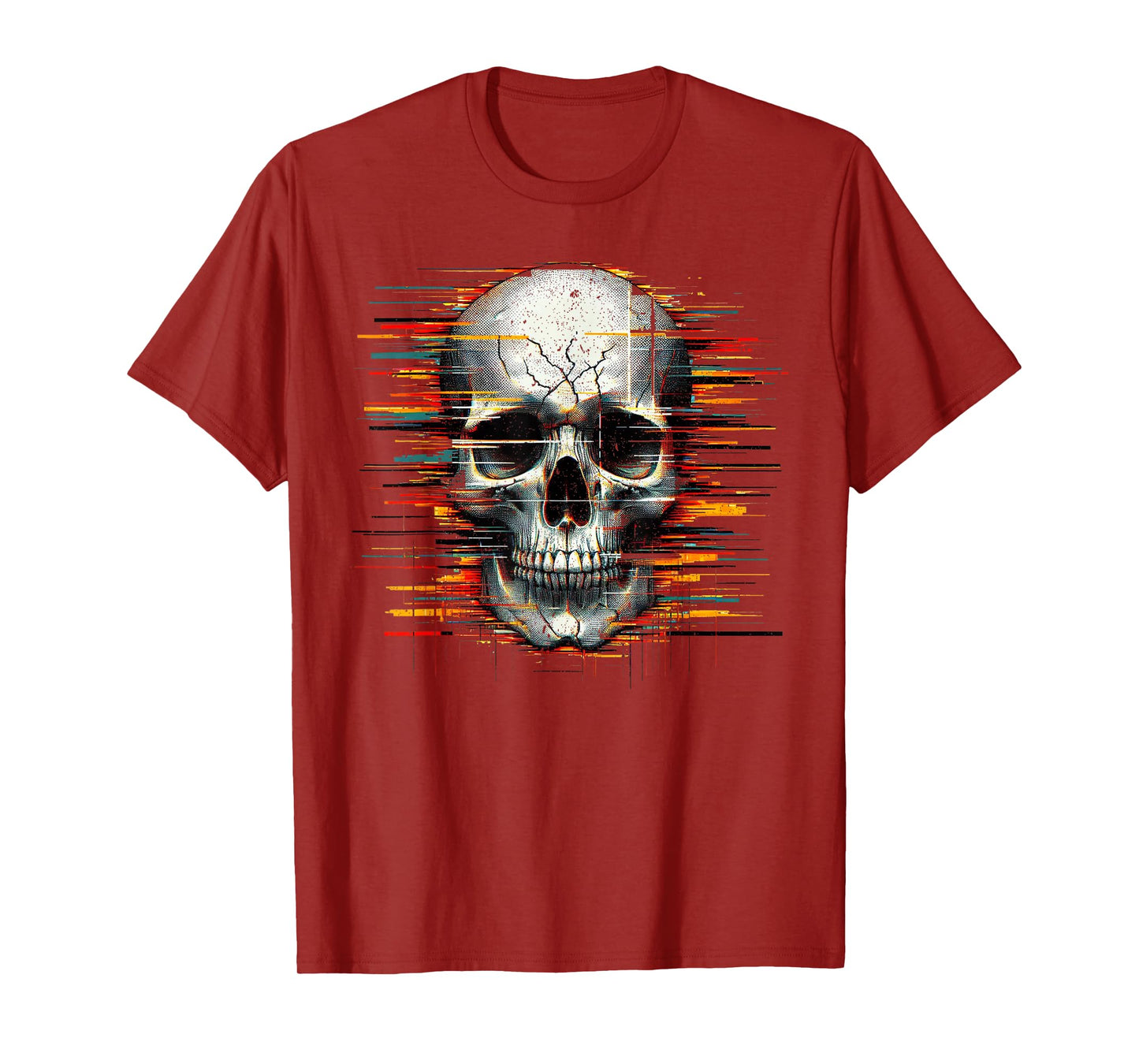 Mexican Skull Artistic Drawing Halloween Head Skeleton T-Shirt