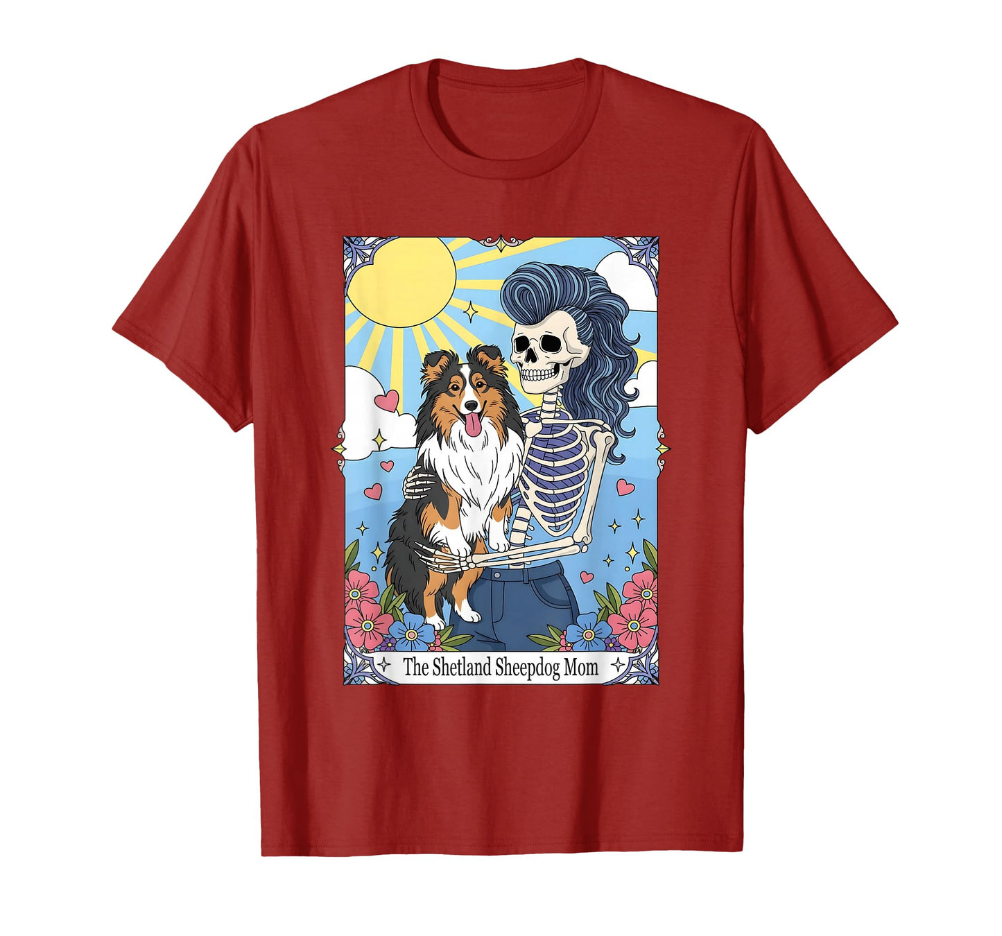 Shetland Sheepdog Tarot Card Halloween Costume Skeleton T-Shirt