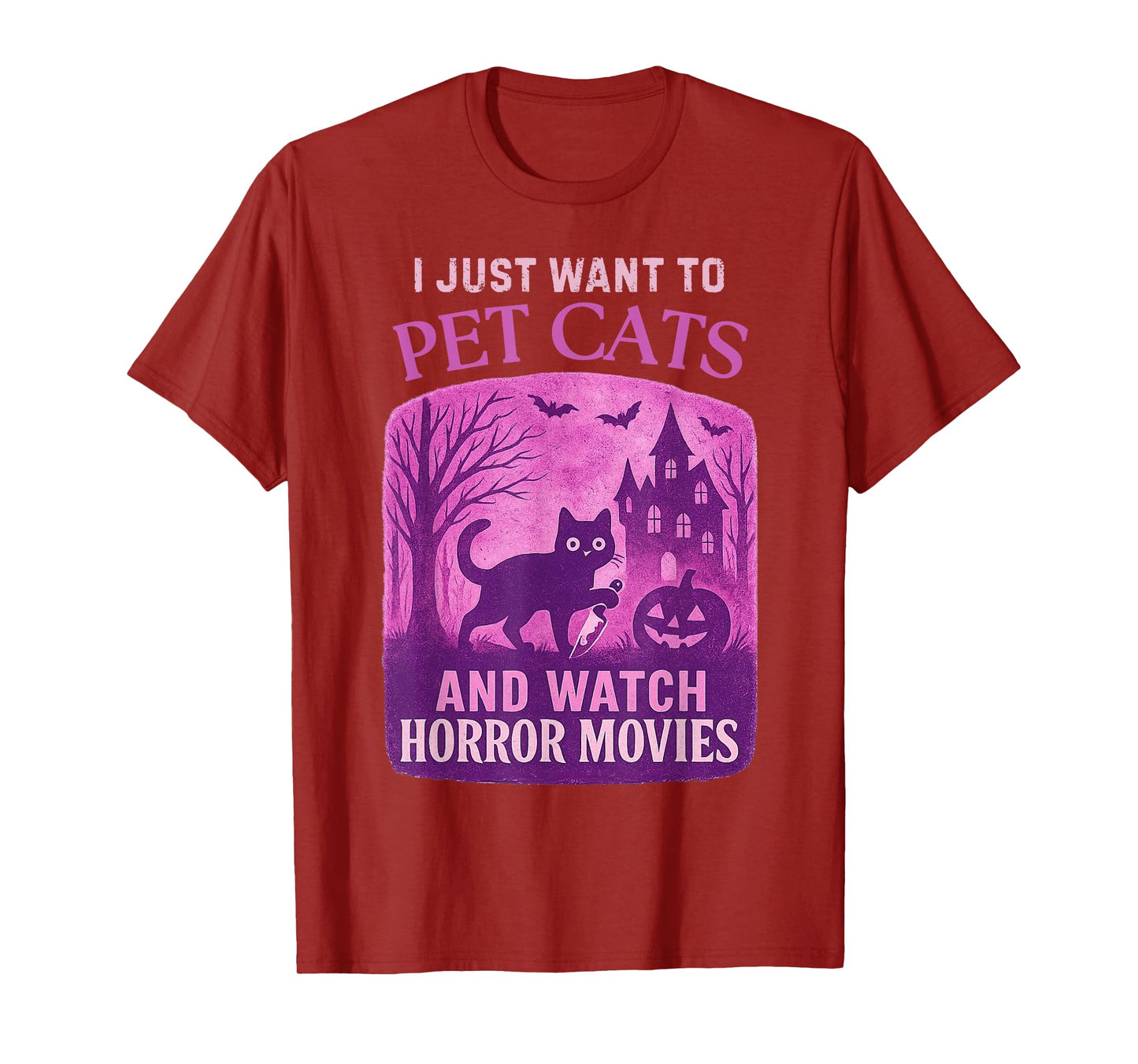 Murder Cat I Just Want to Pet Cats and Watch Horror Movies T-Shirt