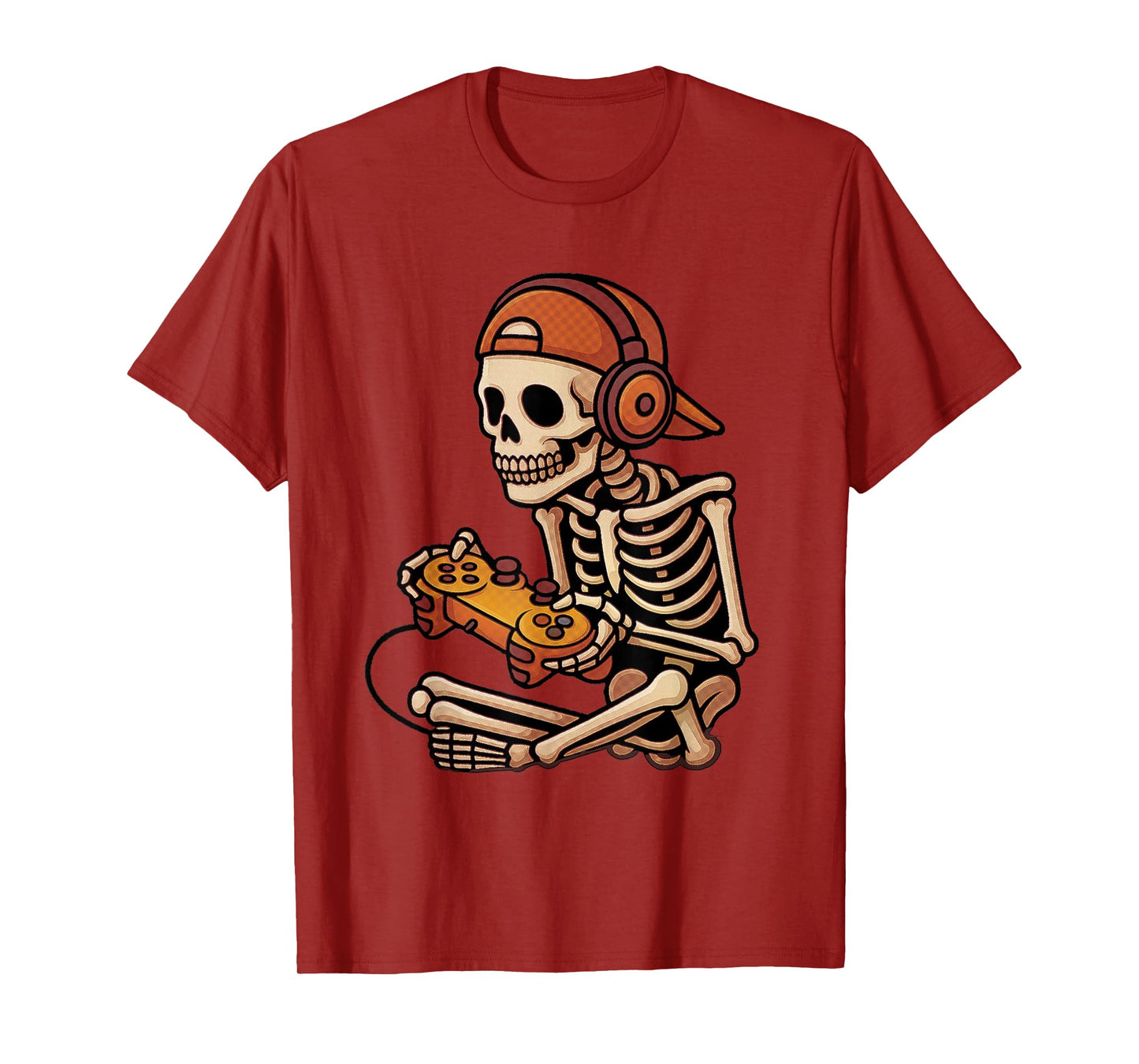 Halloween Skeleton Gamer Video Gaming Boys Men Kids Tees T-Shirt